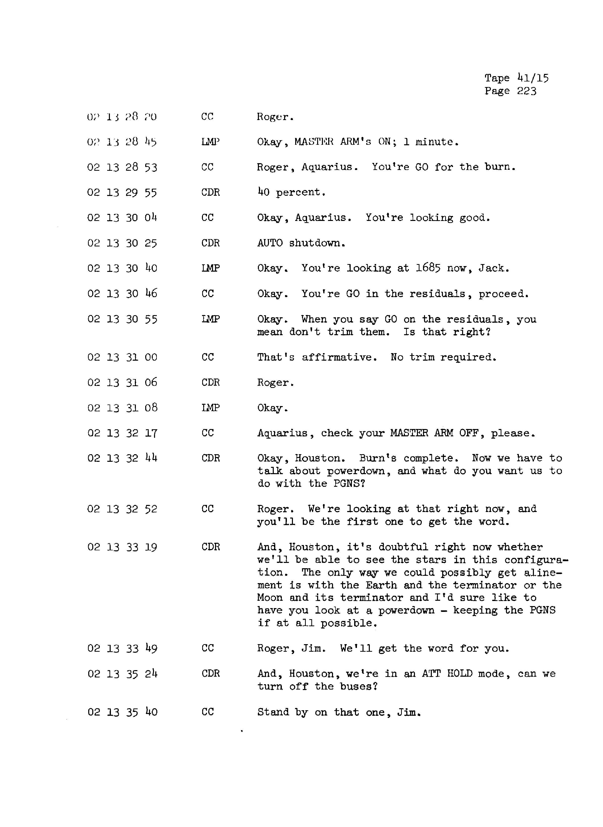 Page 230 of Apollo 13’s original transcript