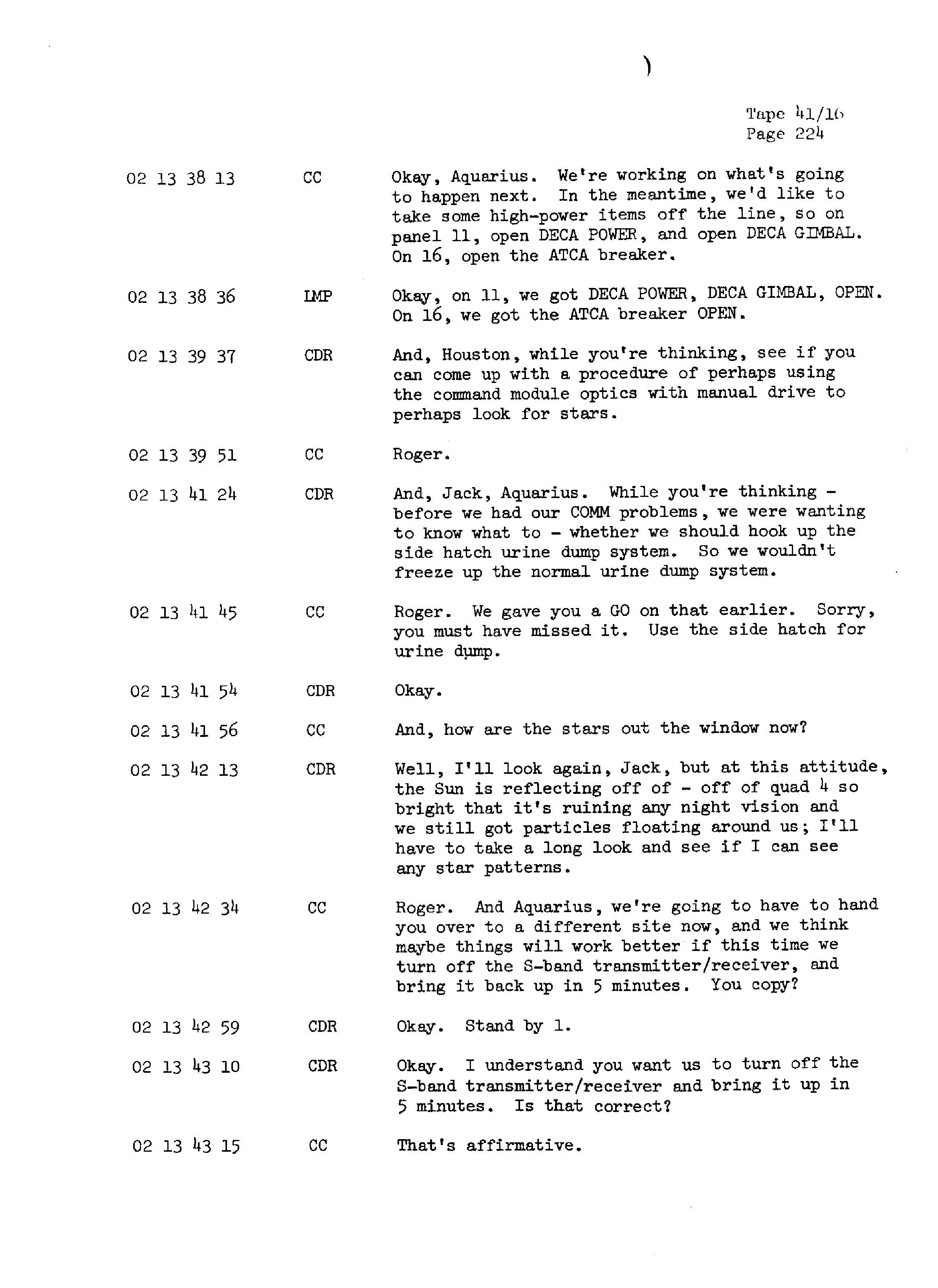Page 231 of Apollo 13’s original transcript