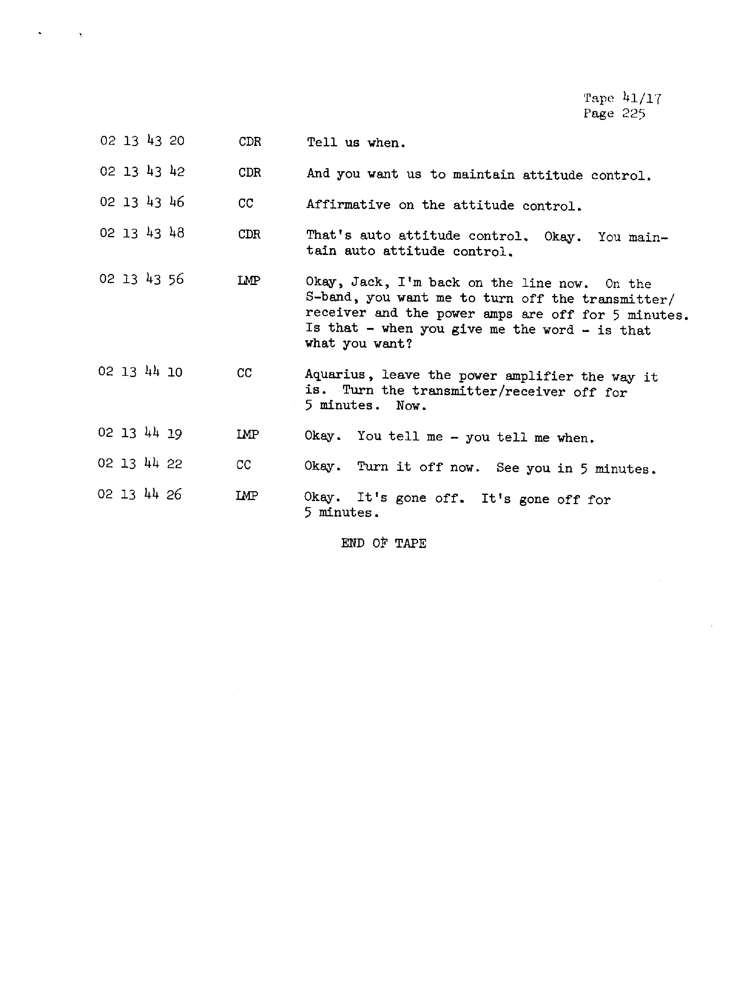 Page 232 of Apollo 13’s original transcript