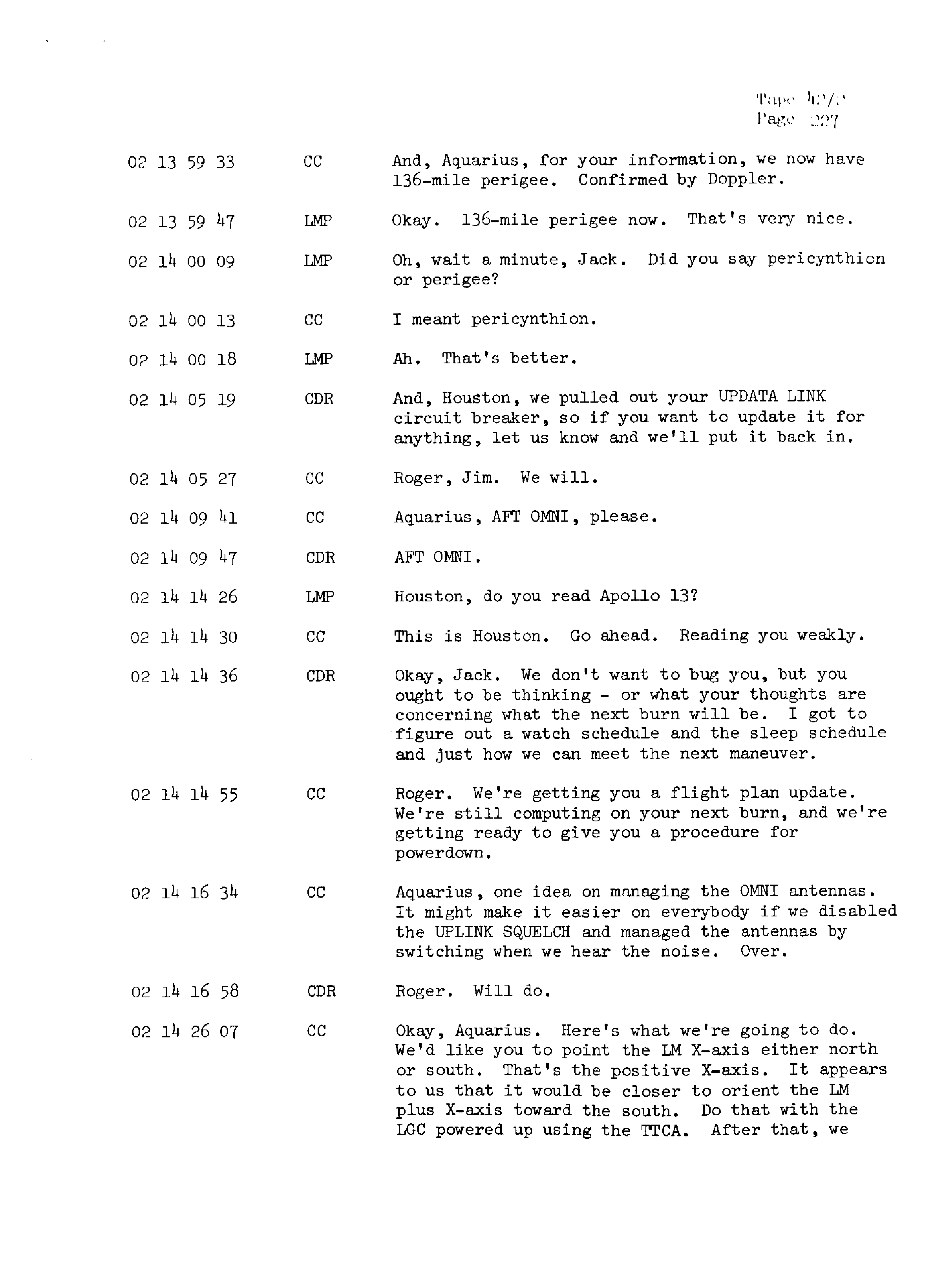 Page 234 of Apollo 13’s original transcript