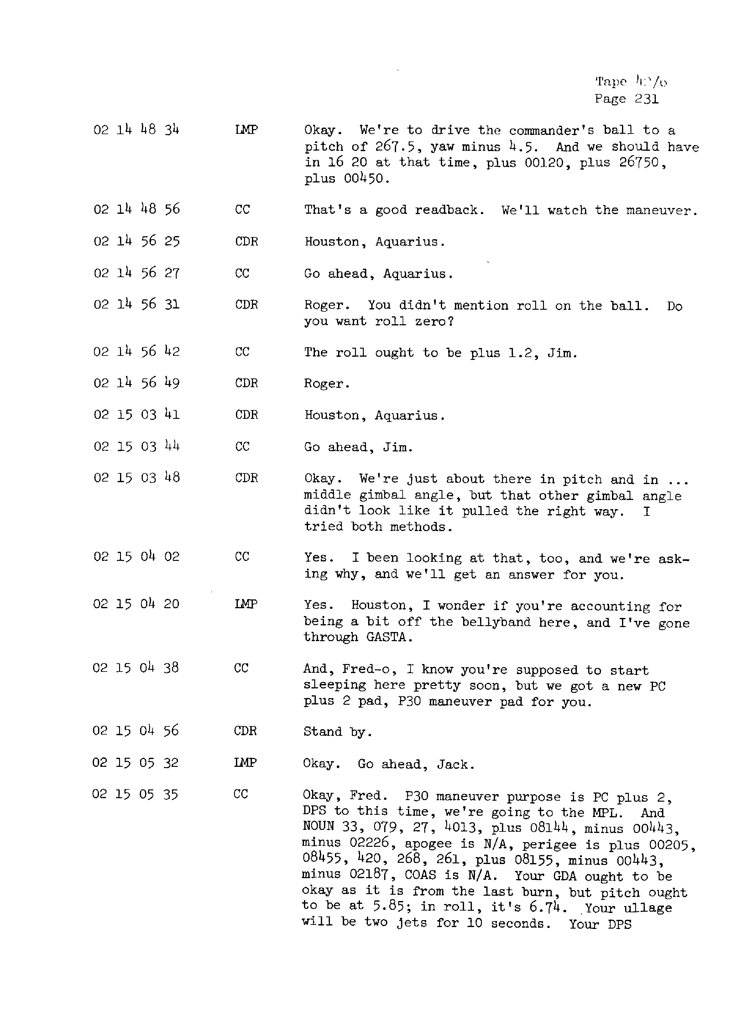 Page 238 of Apollo 13’s original transcript