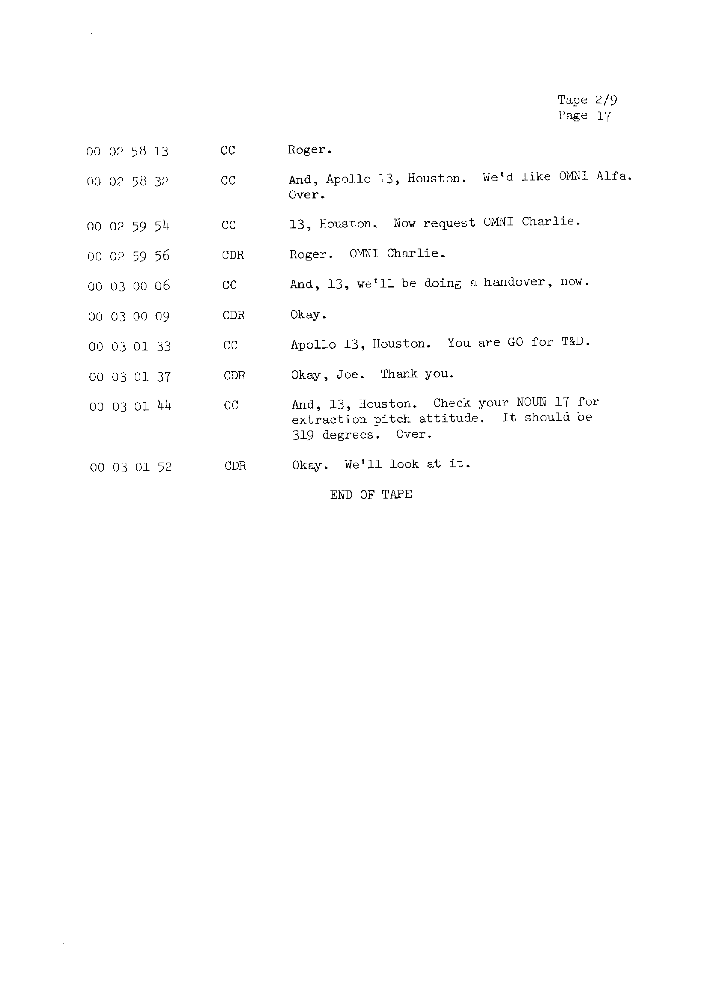 Page 24 of Apollo 13’s original transcript