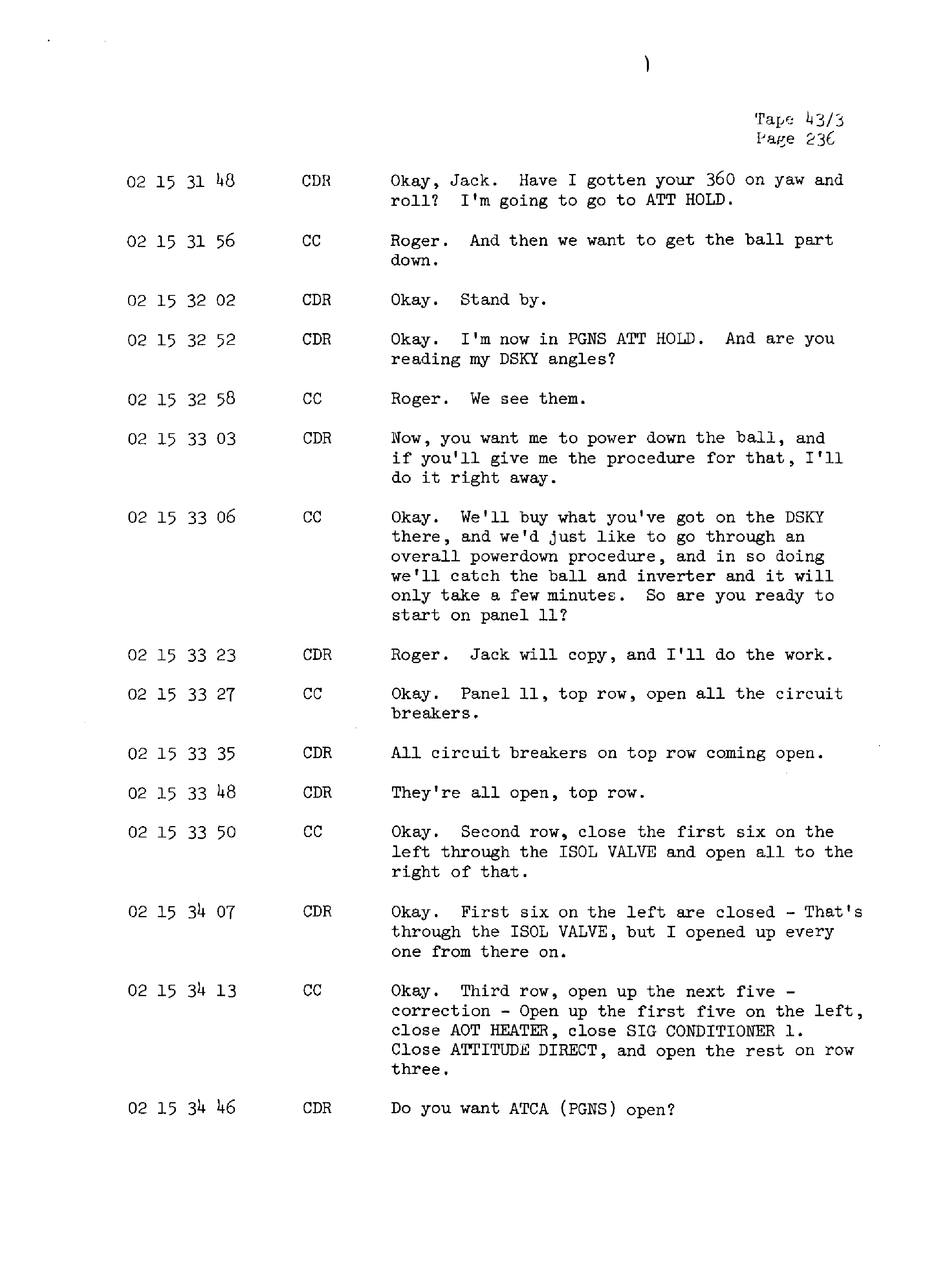 Page 243 of Apollo 13’s original transcript