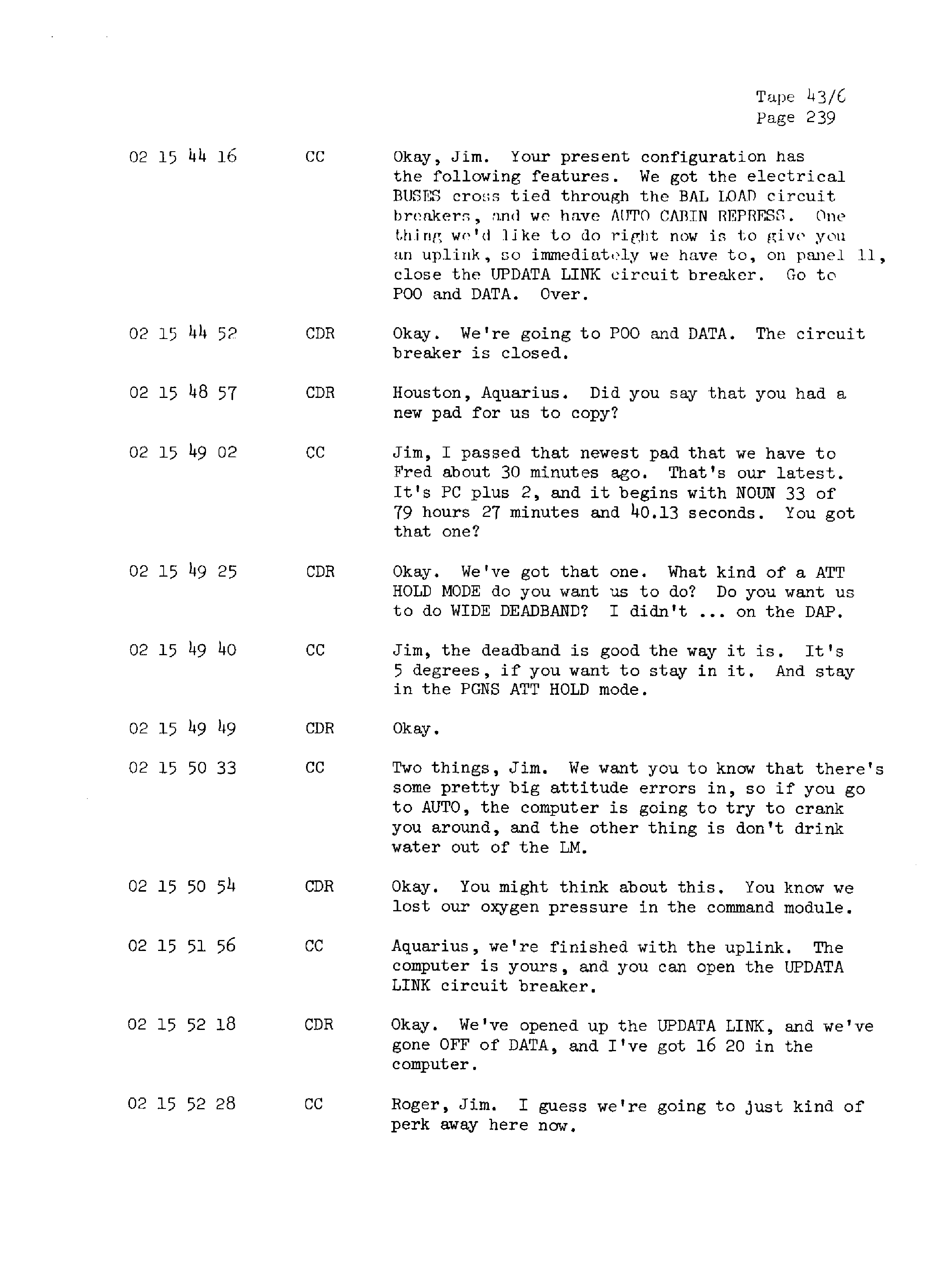 Page 246 of Apollo 13’s original transcript