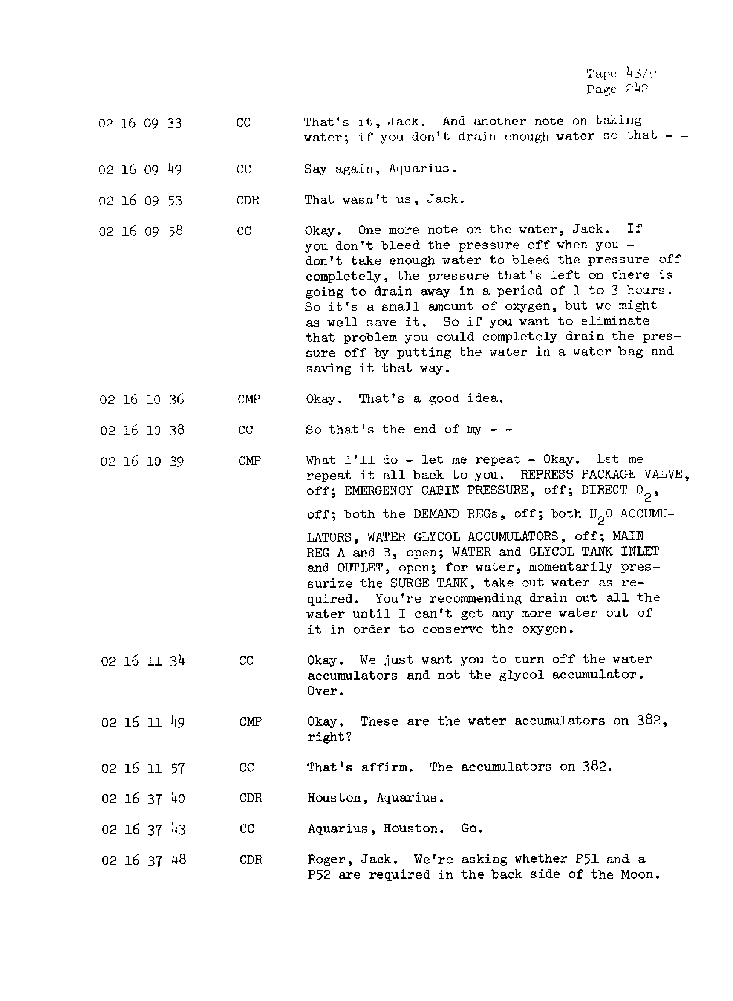Page 249 of Apollo 13’s original transcript