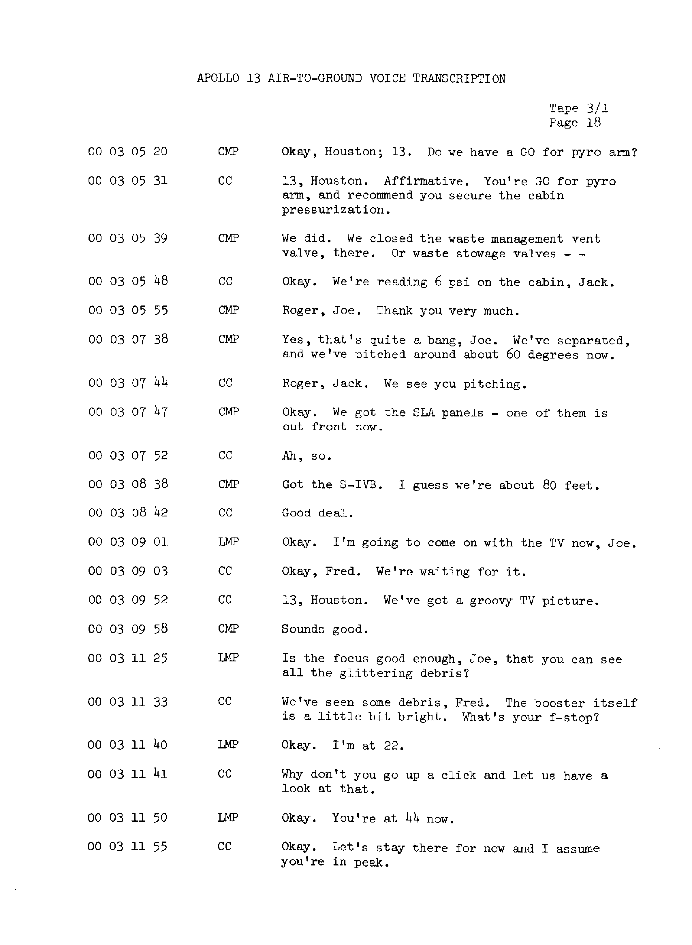 Page 25 of Apollo 13’s original transcript