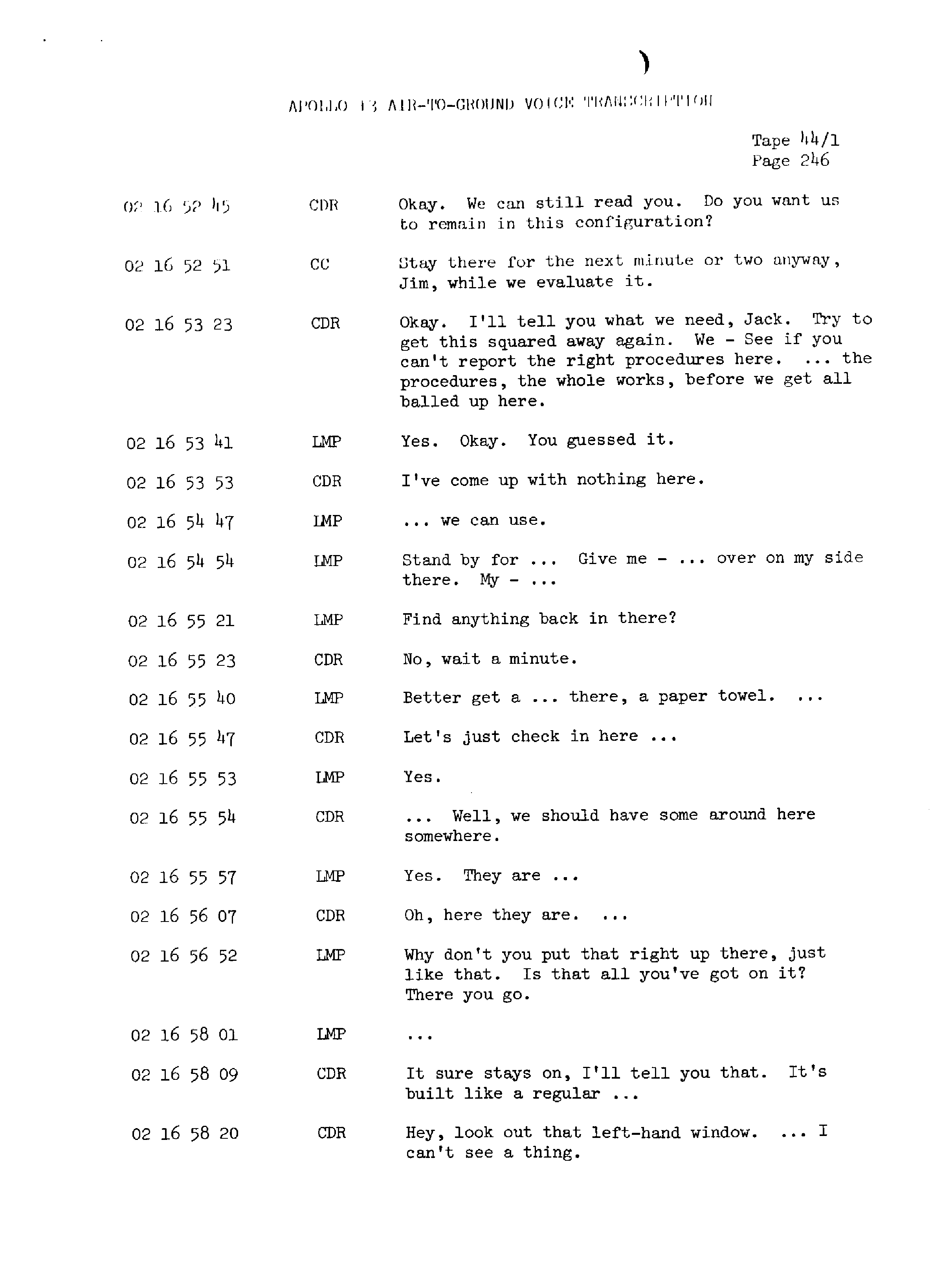 Page 253 of Apollo 13’s original transcript