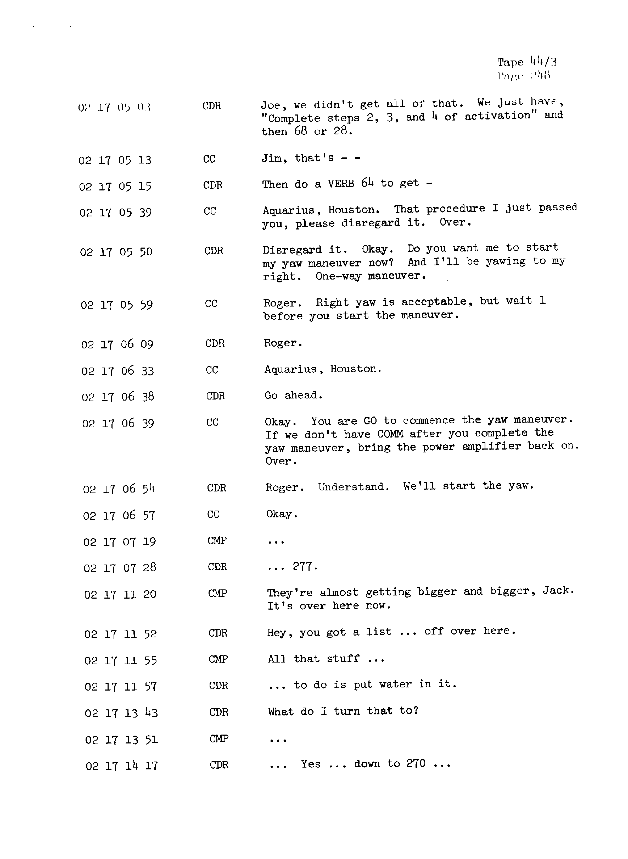 Page 255 of Apollo 13’s original transcript