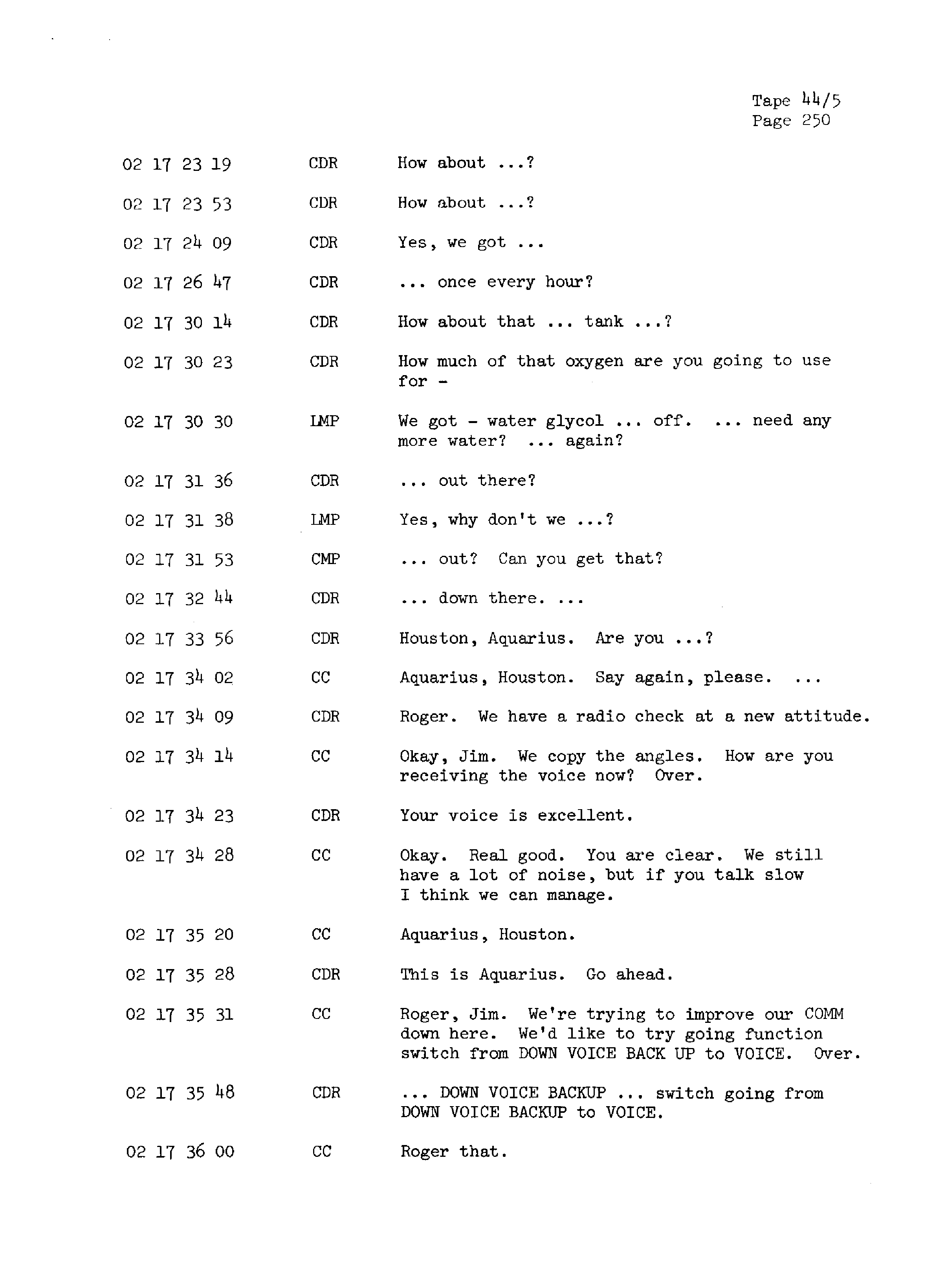 Page 257 of Apollo 13’s original transcript
