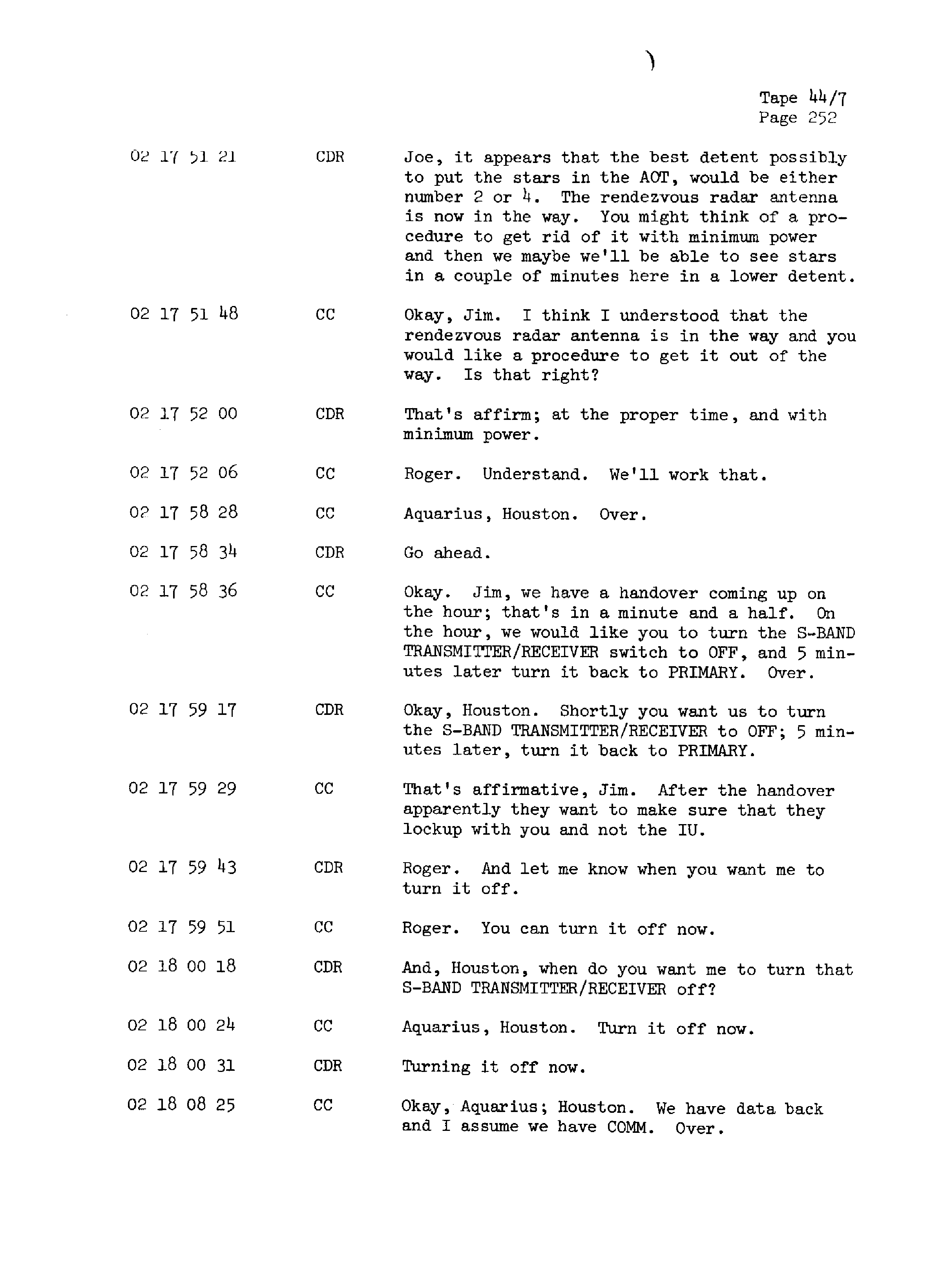 Page 259 of Apollo 13’s original transcript