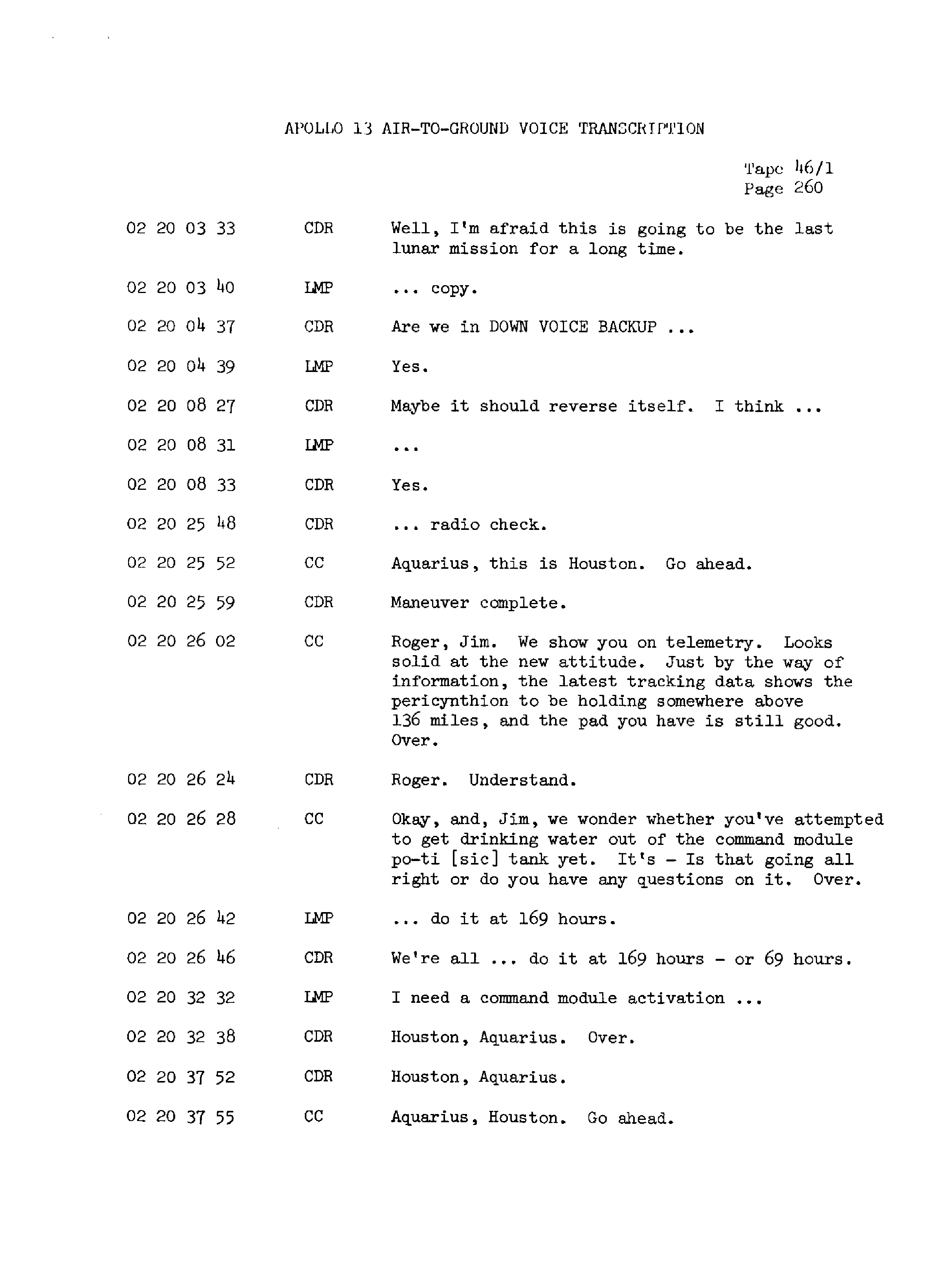 Page 267 of Apollo 13’s original transcript