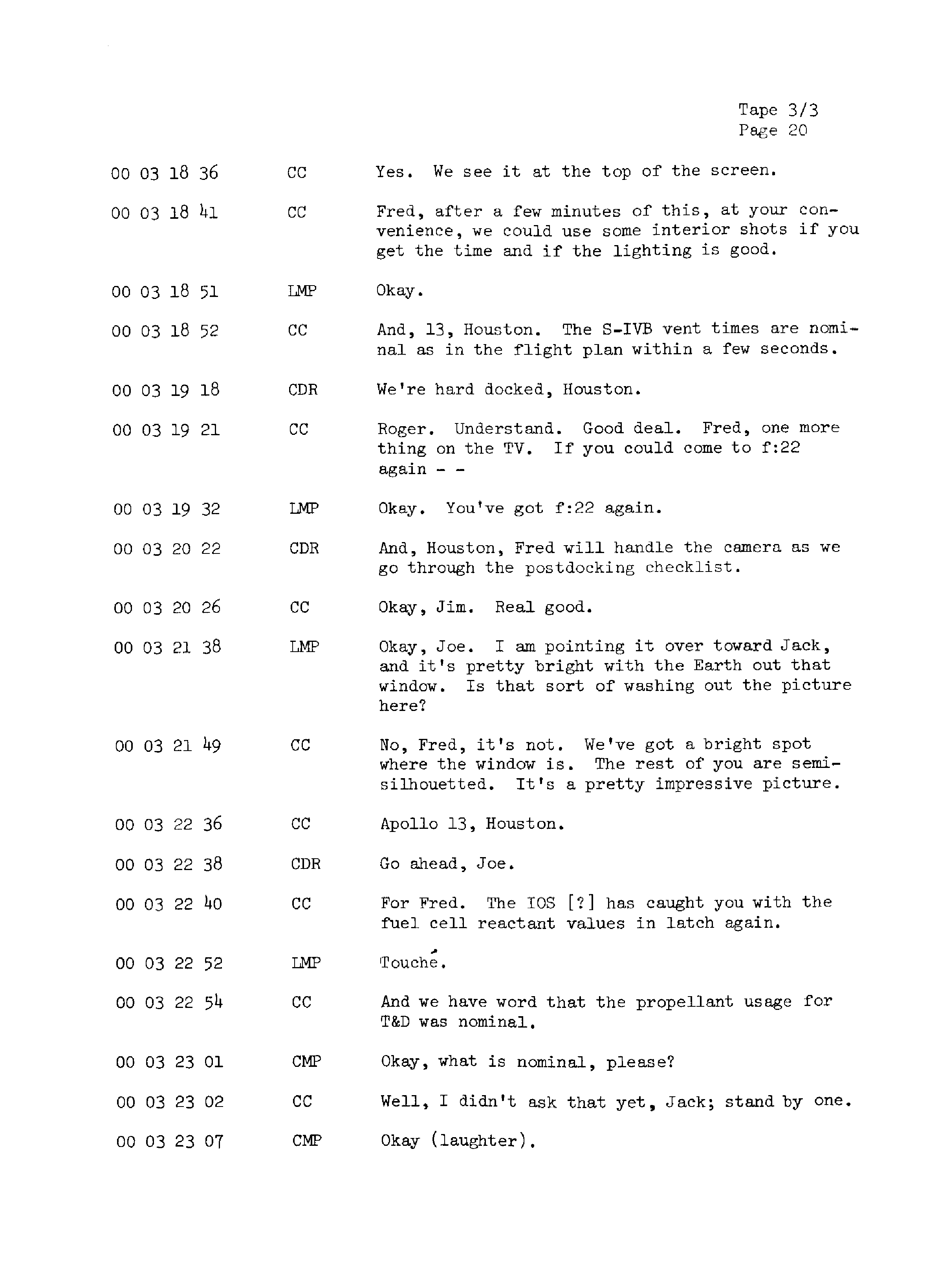 Page 27 of Apollo 13’s original transcript
