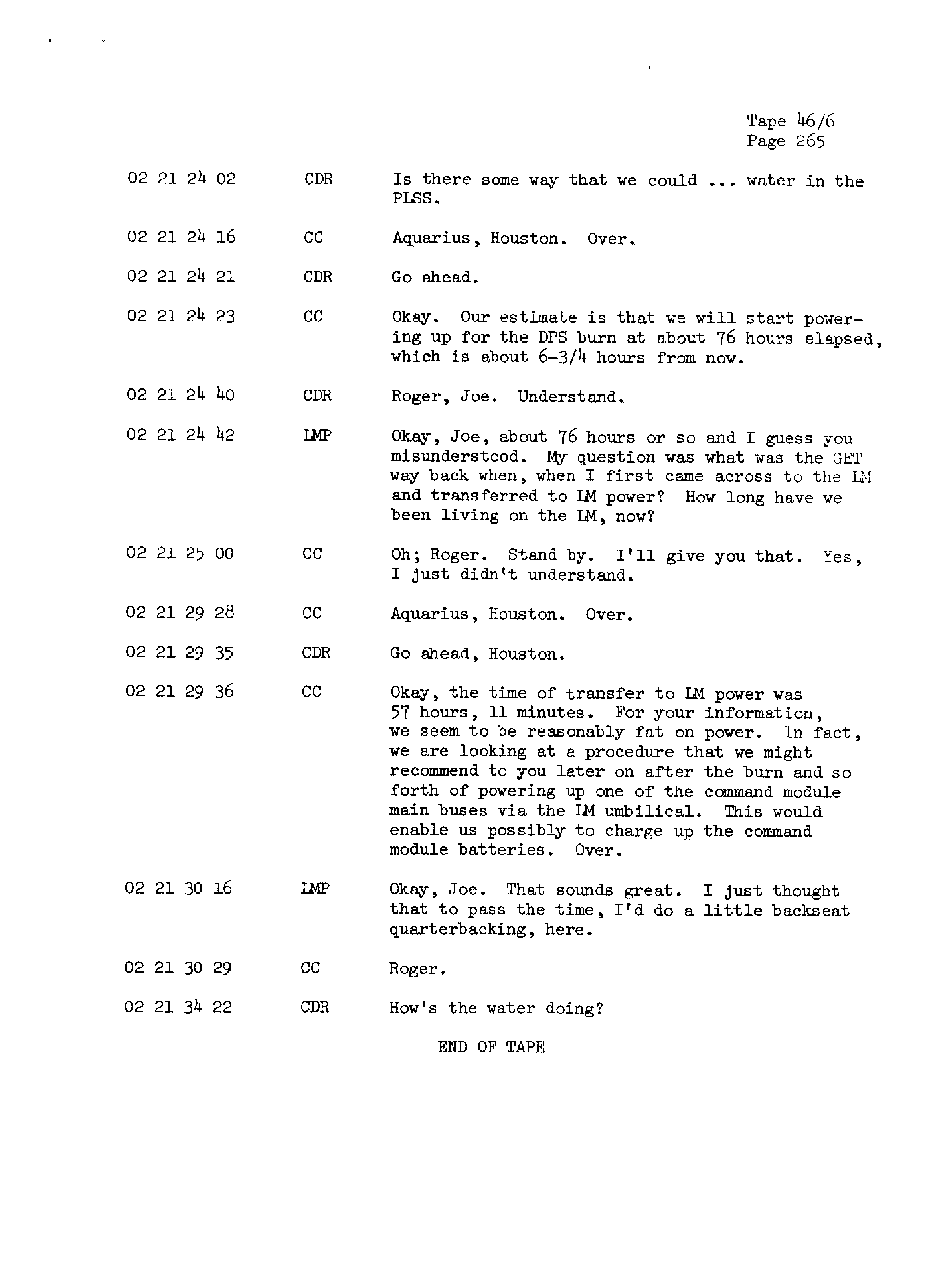 Page 272 of Apollo 13’s original transcript