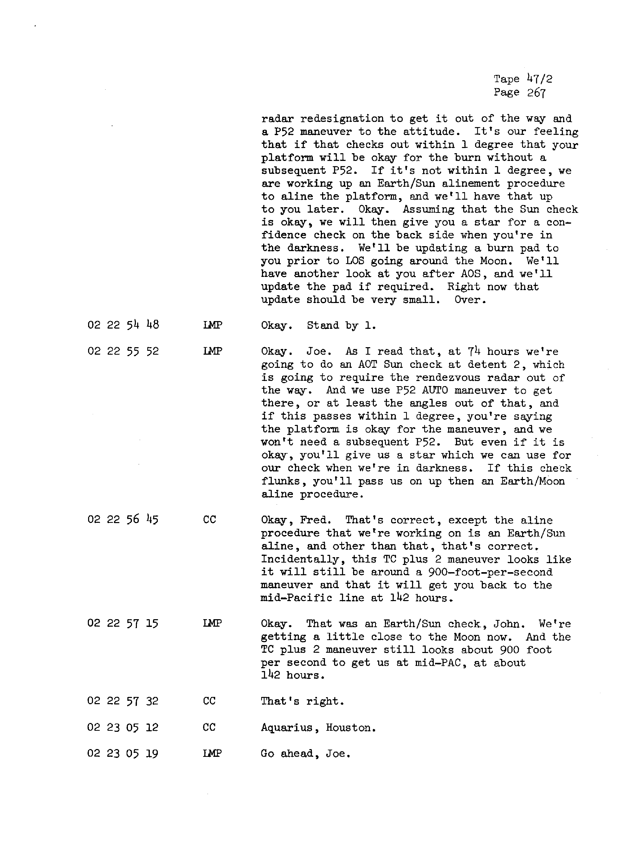 Page 274 of Apollo 13’s original transcript