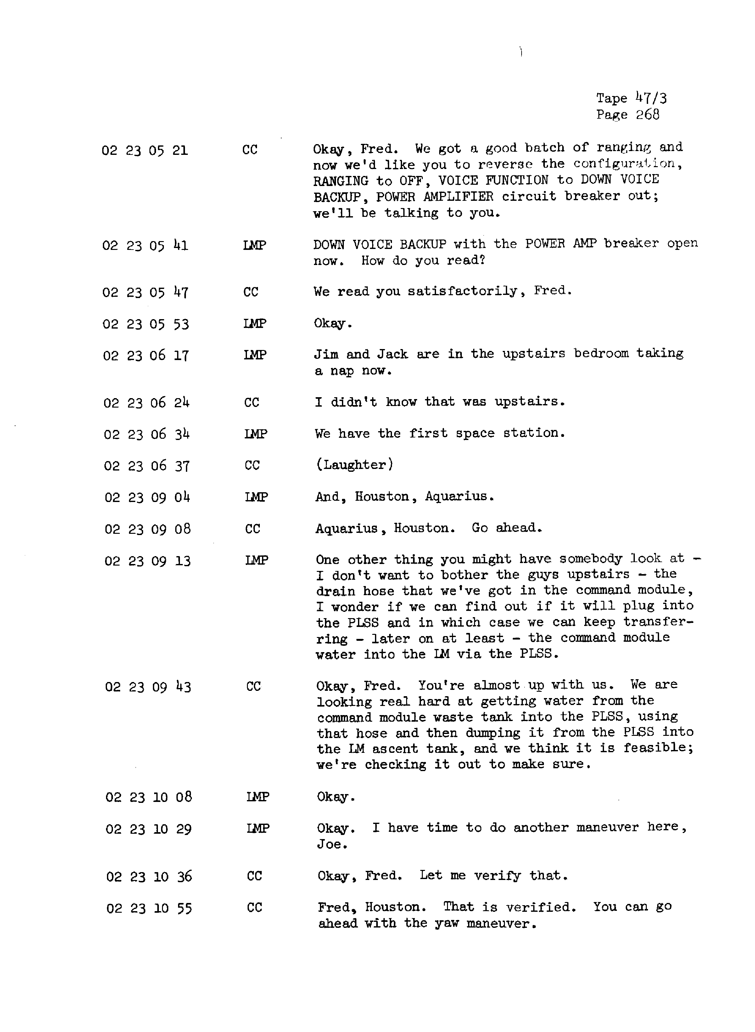Page 275 of Apollo 13’s original transcript