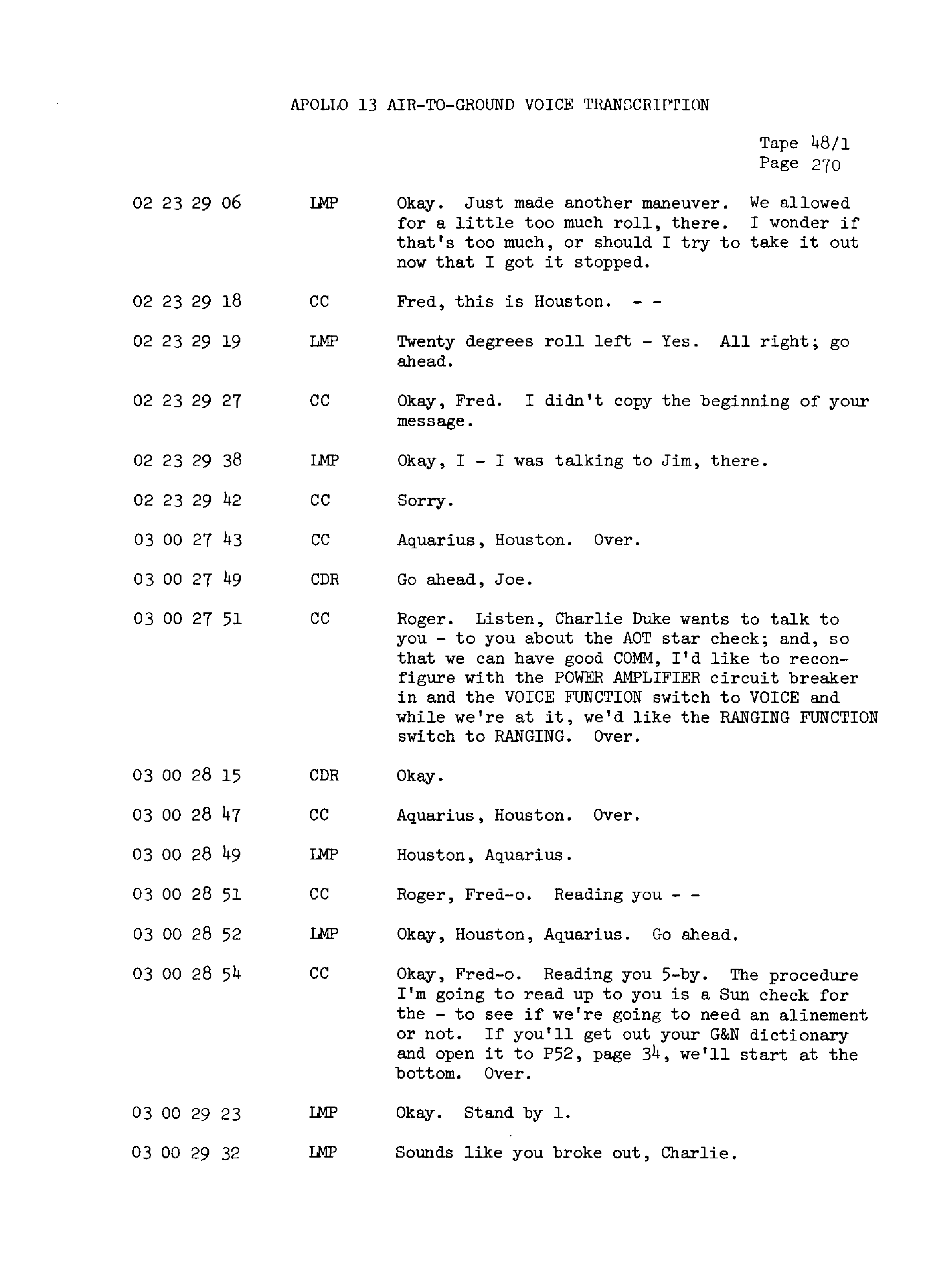Page 277 of Apollo 13’s original transcript