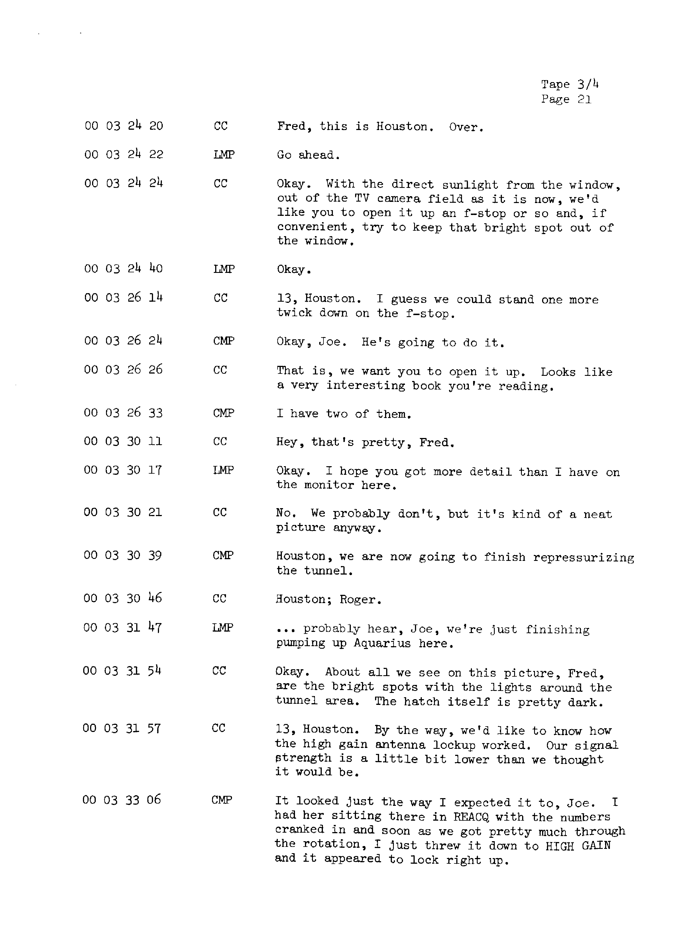 Page 28 of Apollo 13’s original transcript
