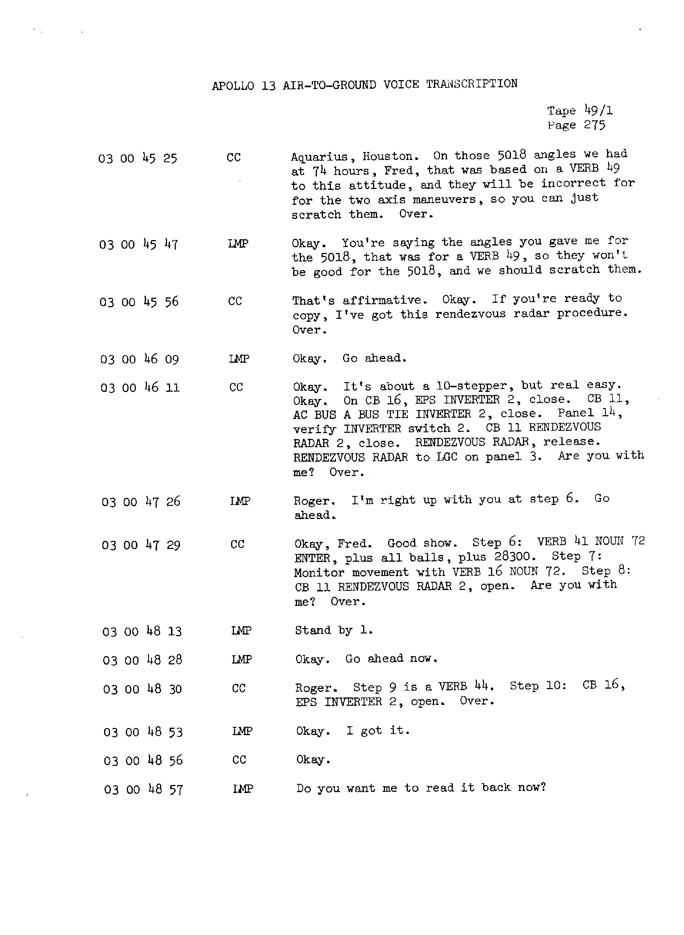 Page 282 of Apollo 13’s original transcript