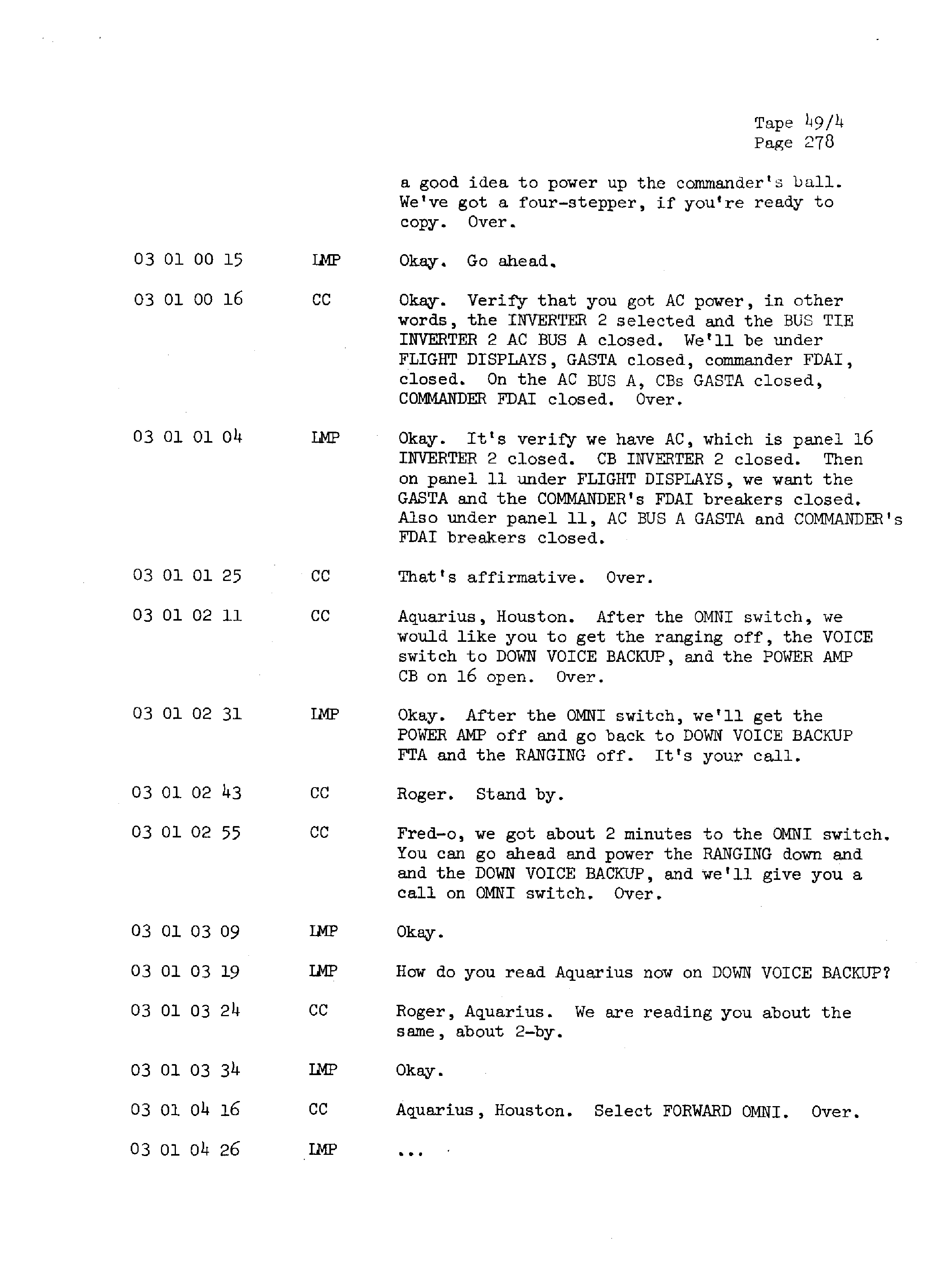 Page 285 of Apollo 13’s original transcript