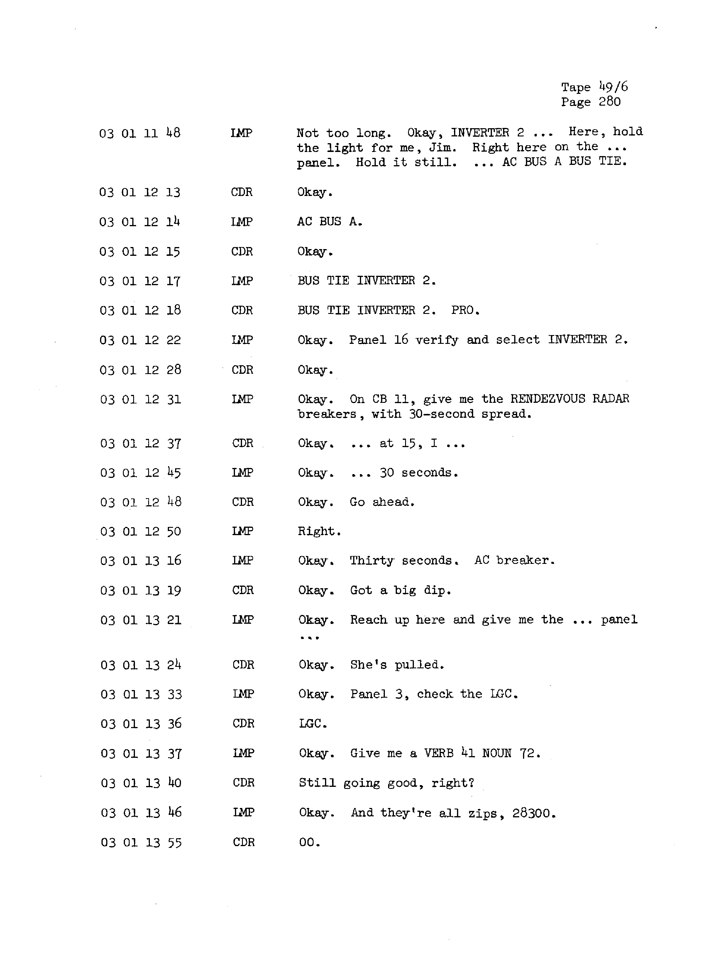 Page 287 of Apollo 13’s original transcript