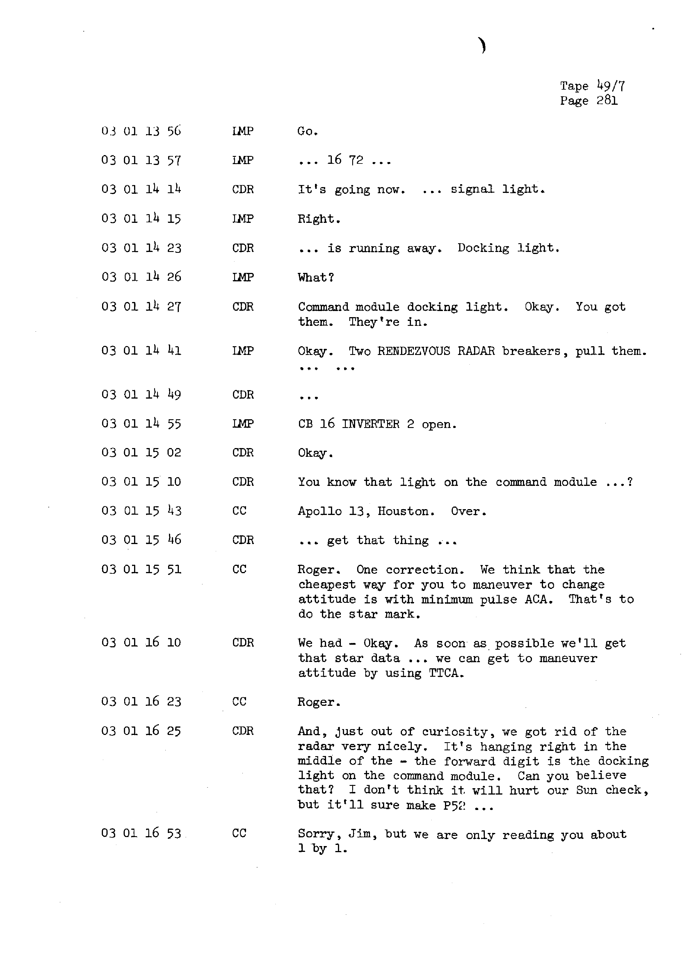 Page 288 of Apollo 13’s original transcript