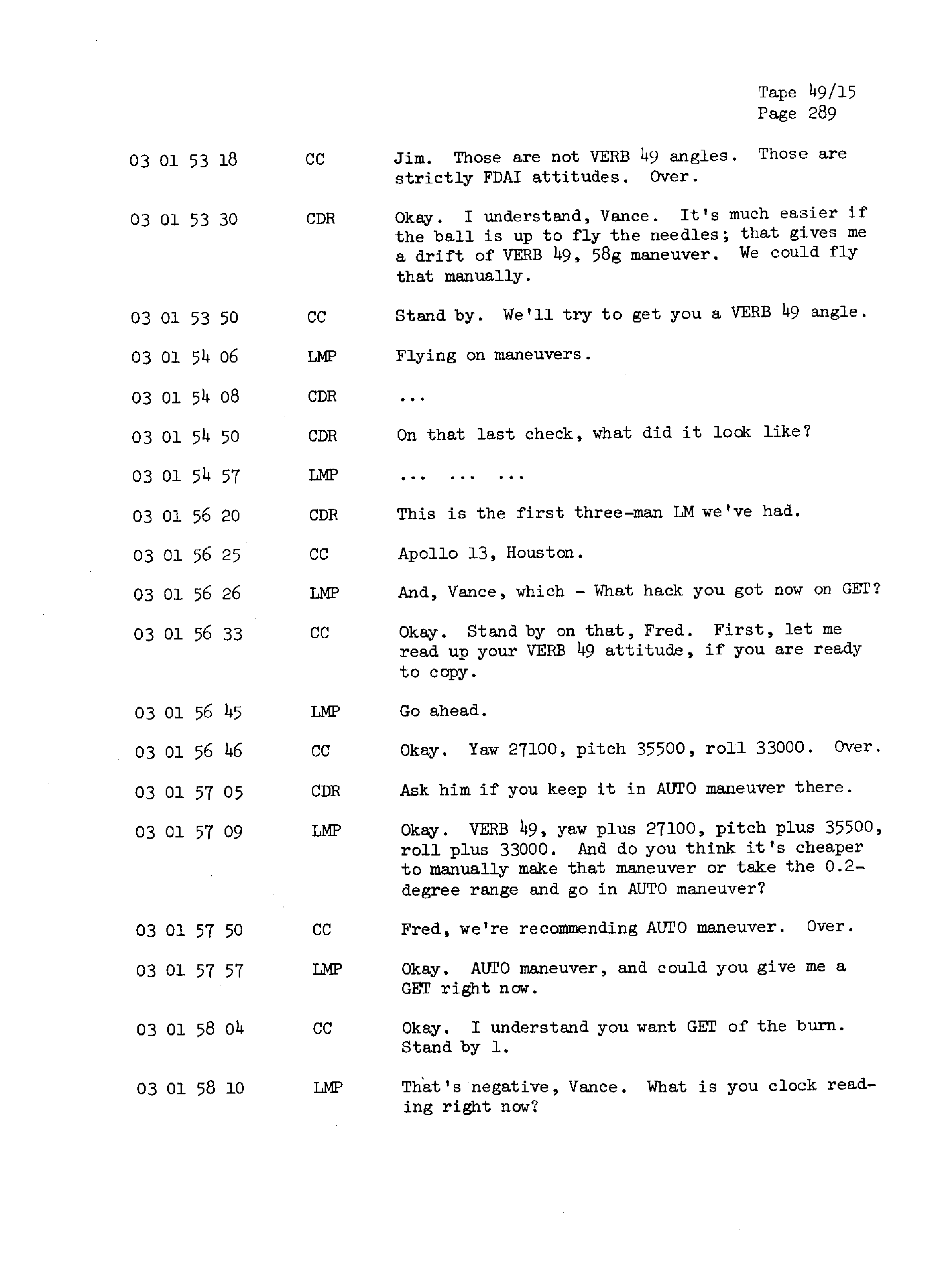 Page 296 of Apollo 13’s original transcript