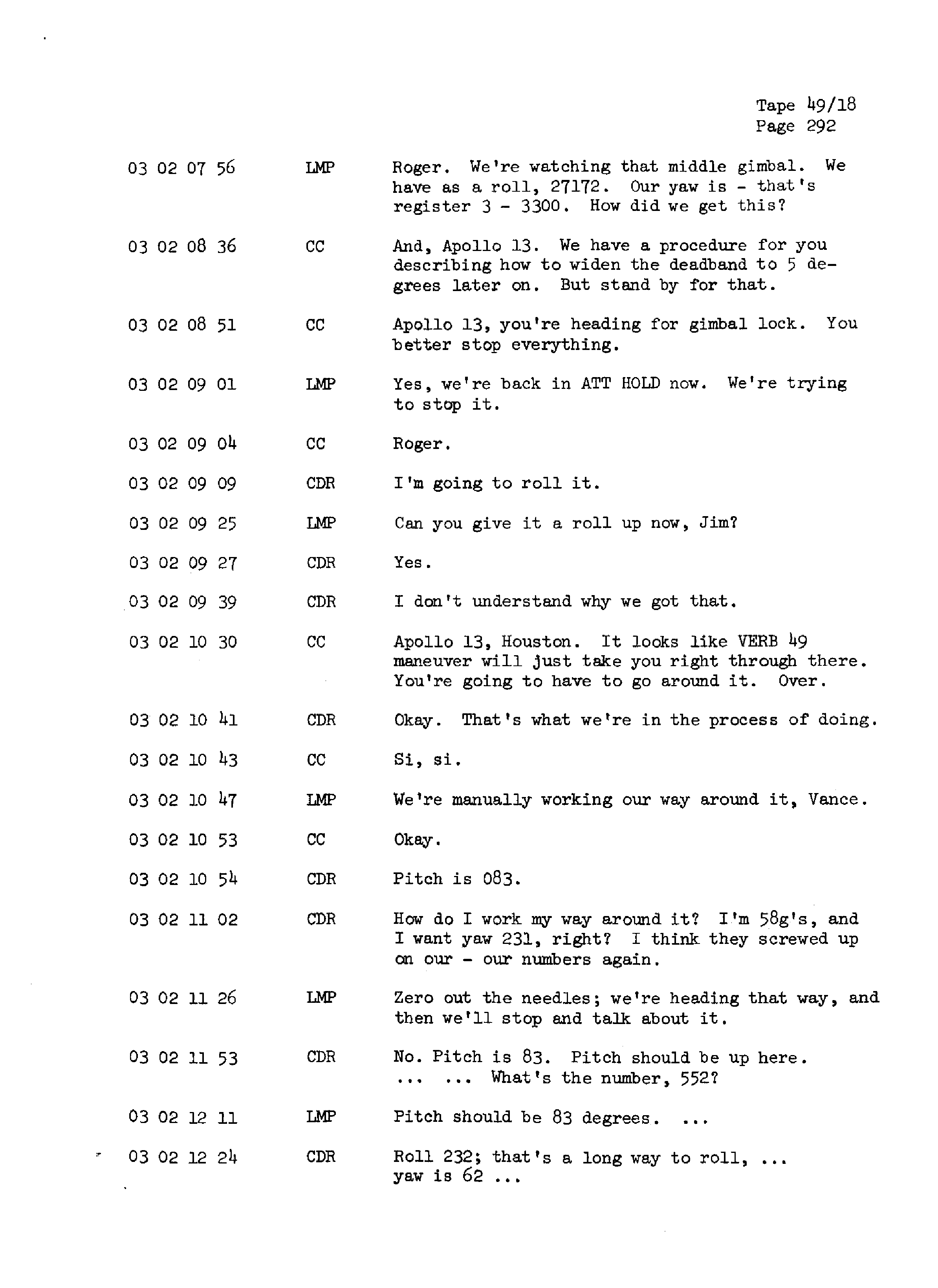 Page 299 of Apollo 13’s original transcript