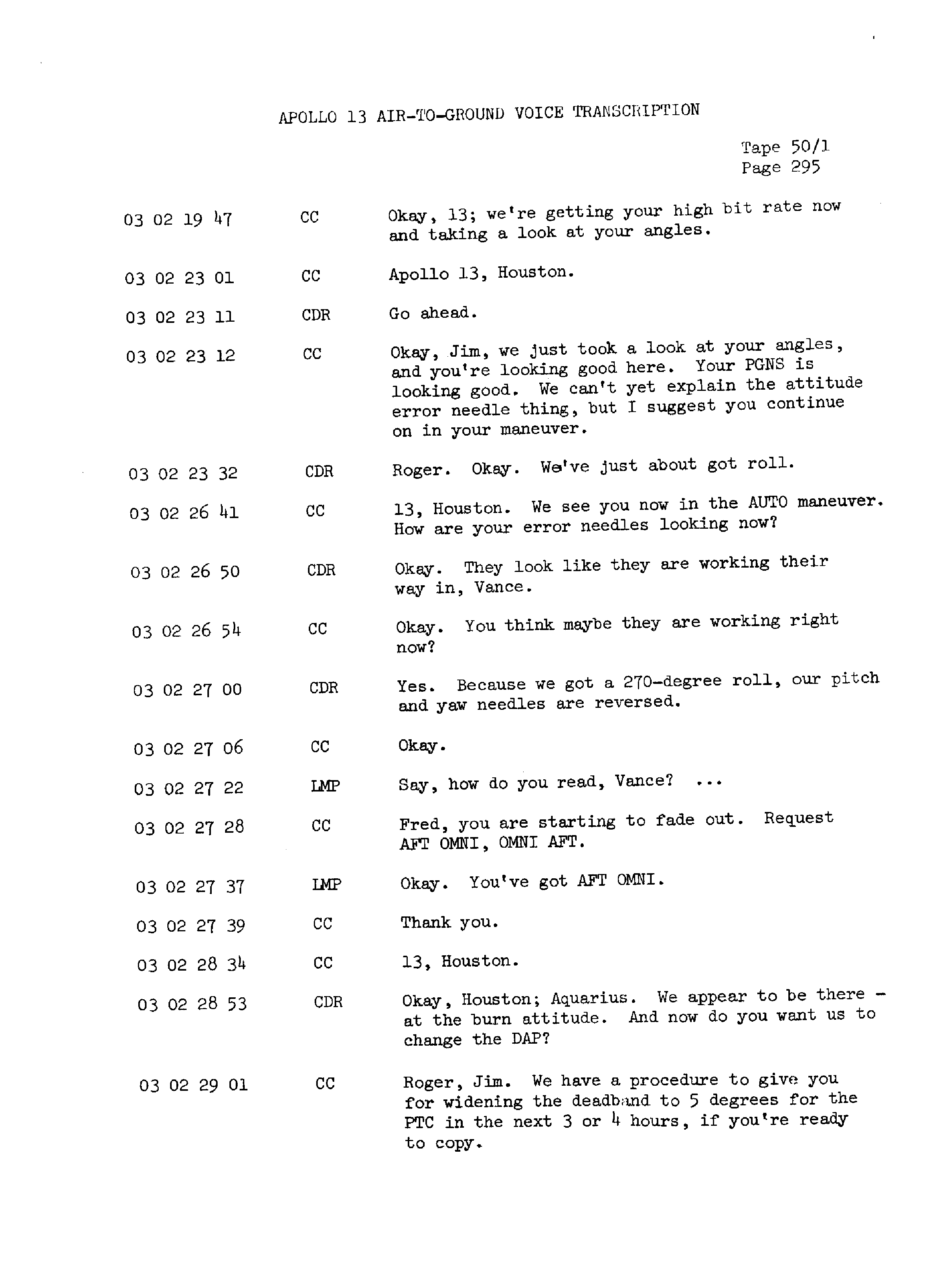 Page 302 of Apollo 13’s original transcript