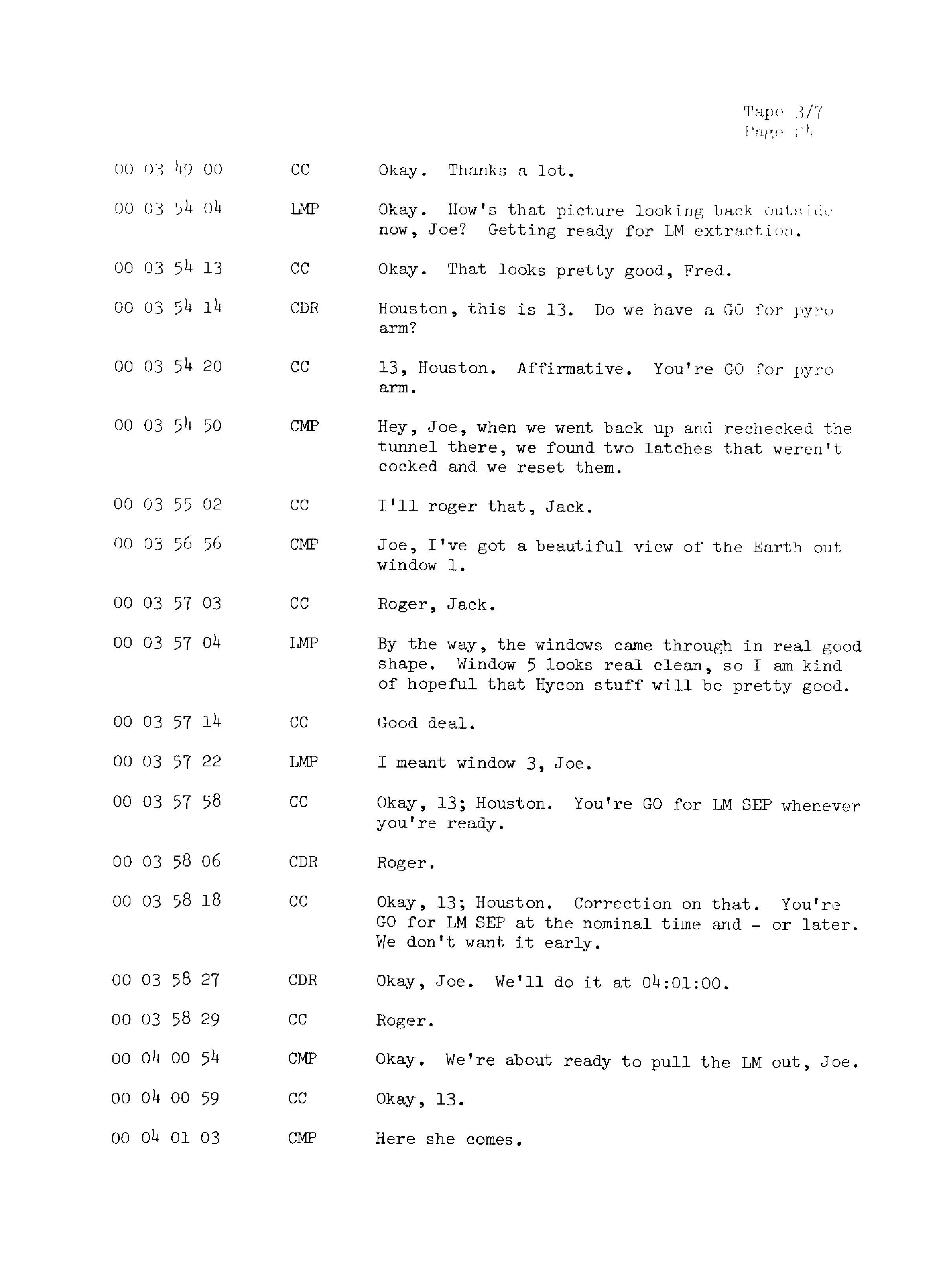 Page 31 of Apollo 13’s original transcript