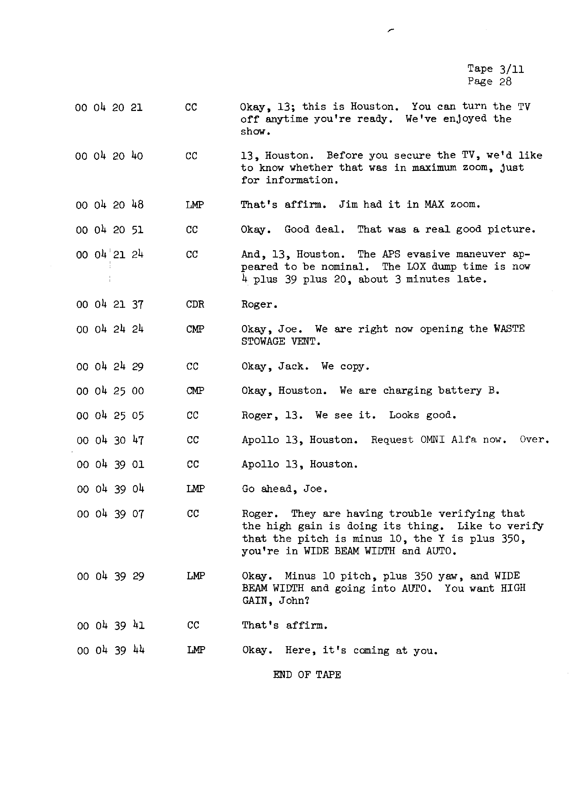 Page 35 of Apollo 13’s original transcript