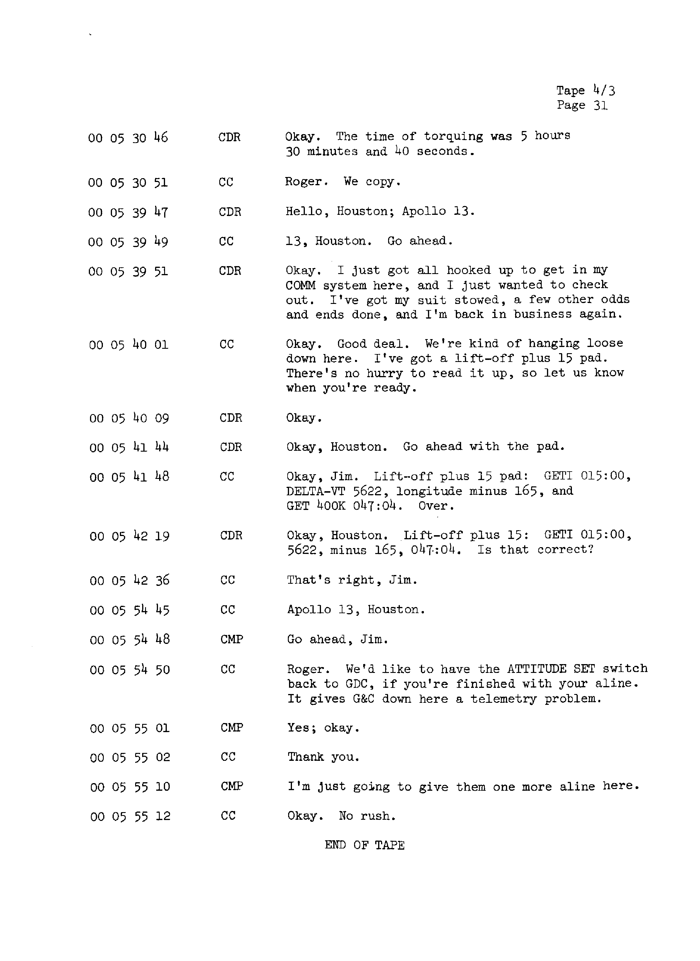 Page 38 of Apollo 13’s original transcript