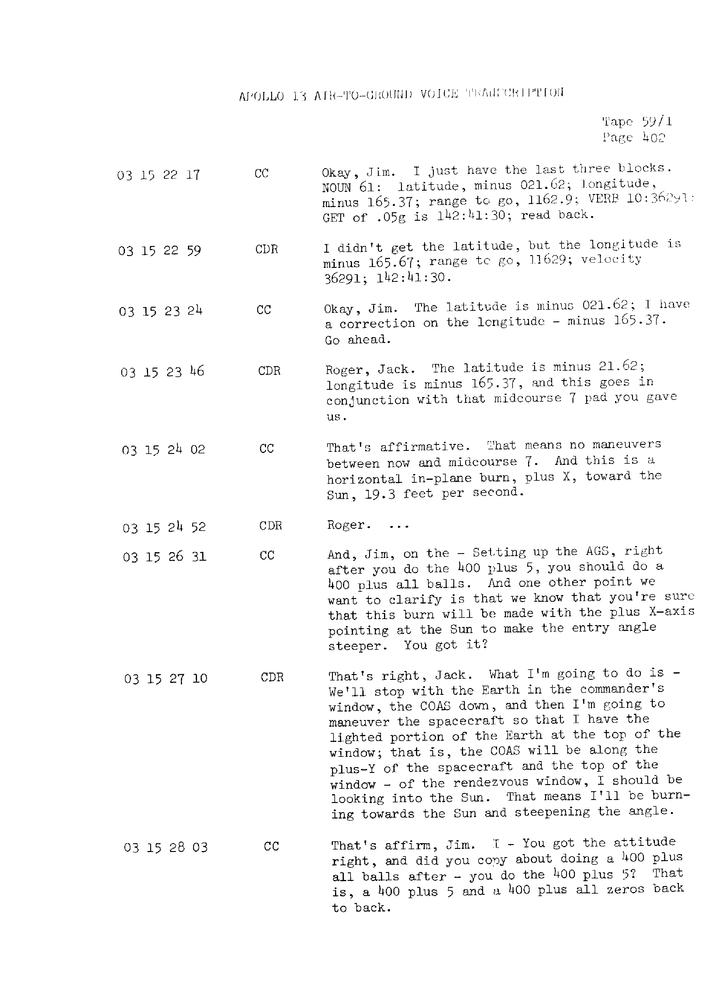 Page 409 of Apollo 13’s original transcript