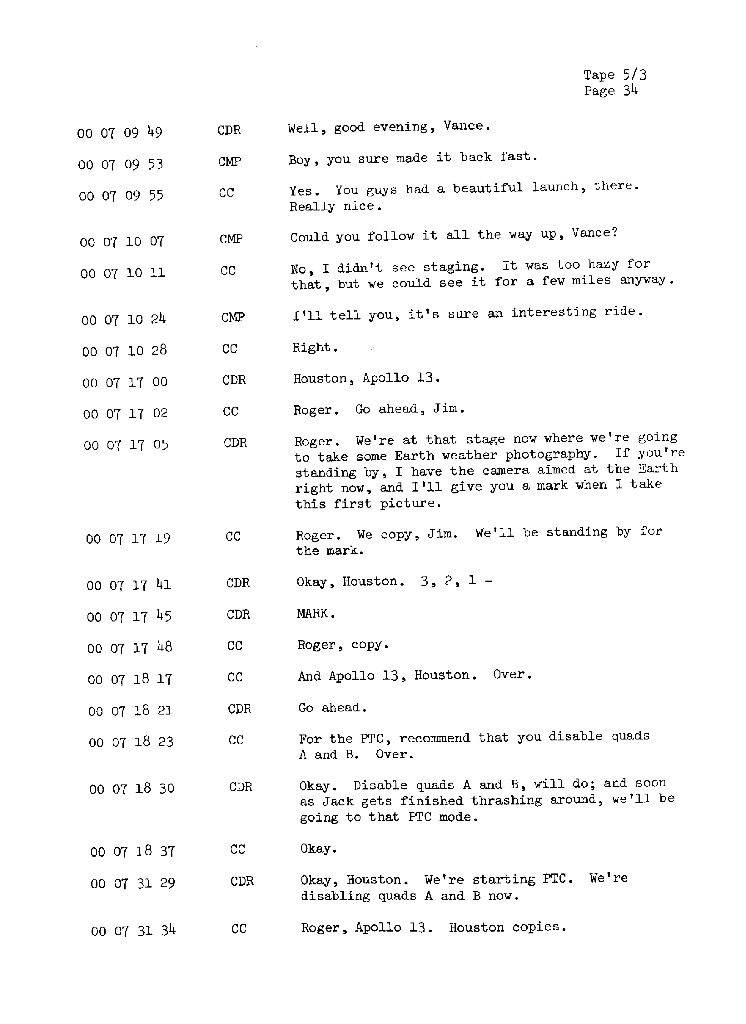 Page 41 of Apollo 13’s original transcript