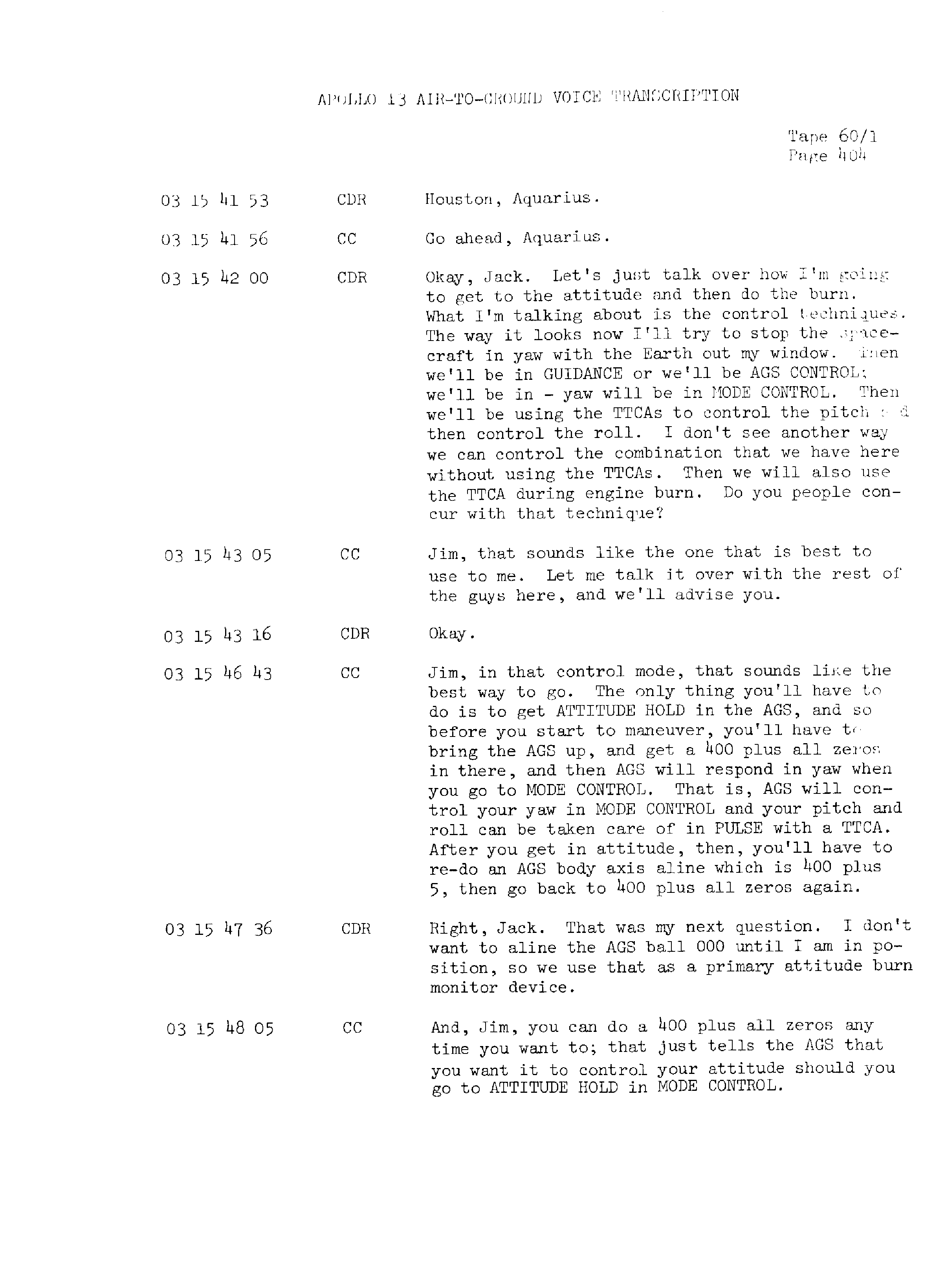 Page 411 of Apollo 13’s original transcript