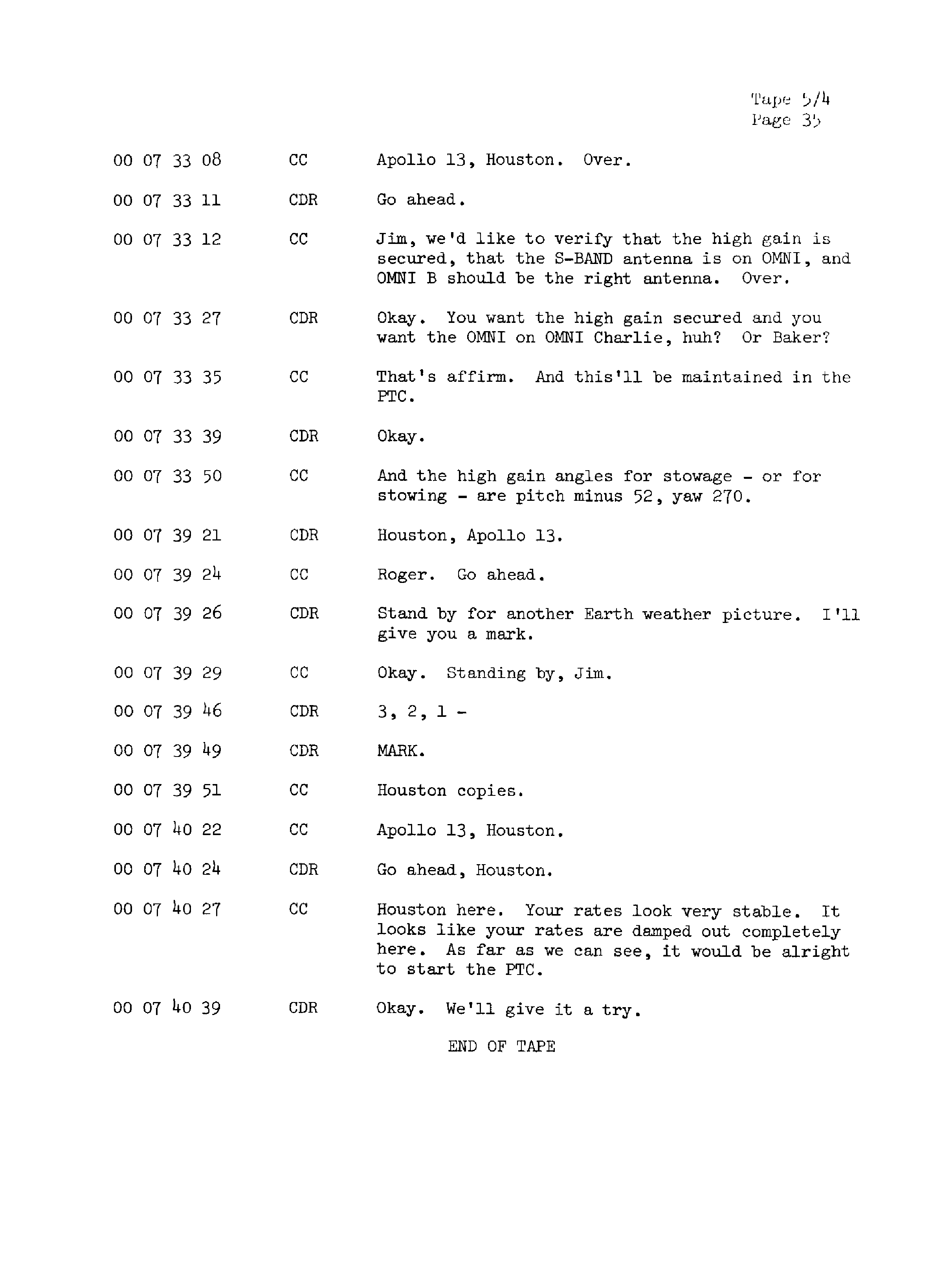 Page 42 of Apollo 13’s original transcript