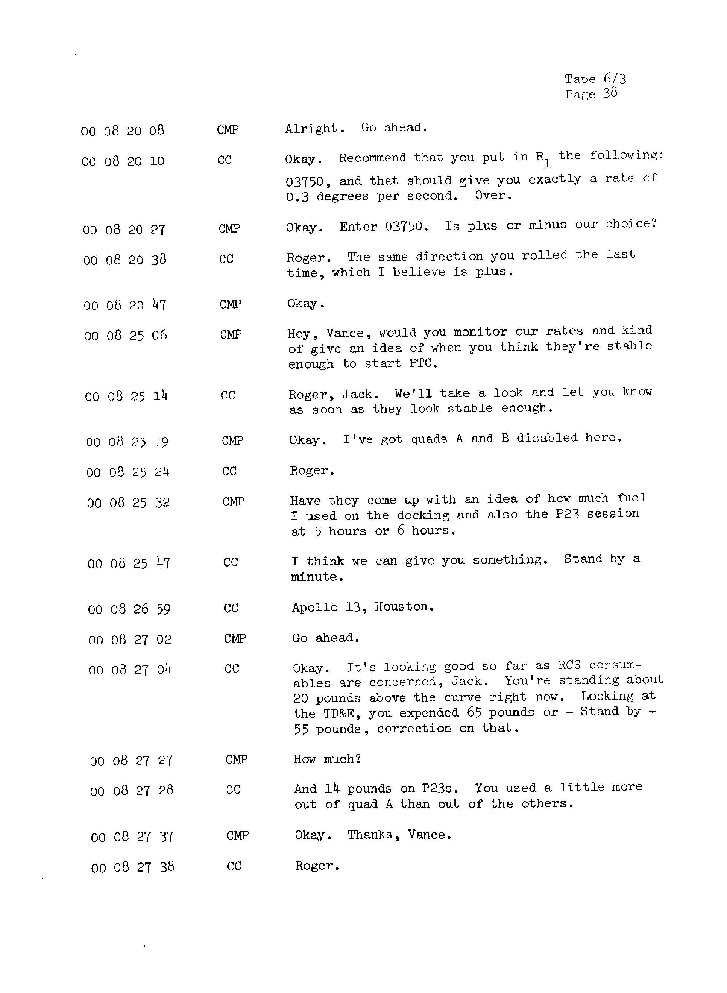 Page 45 of Apollo 13’s original transcript