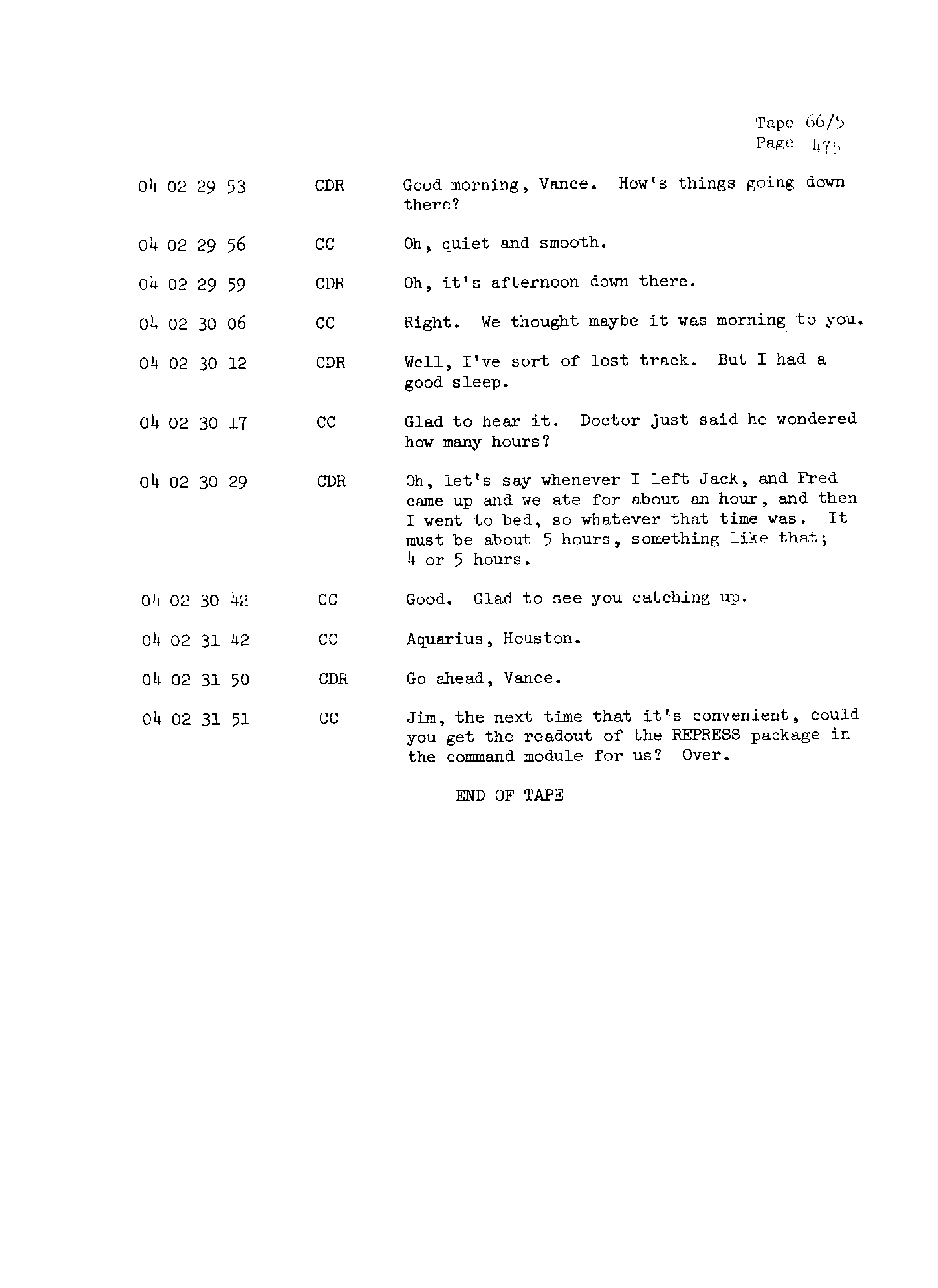 Page 482 of Apollo 13’s original transcript