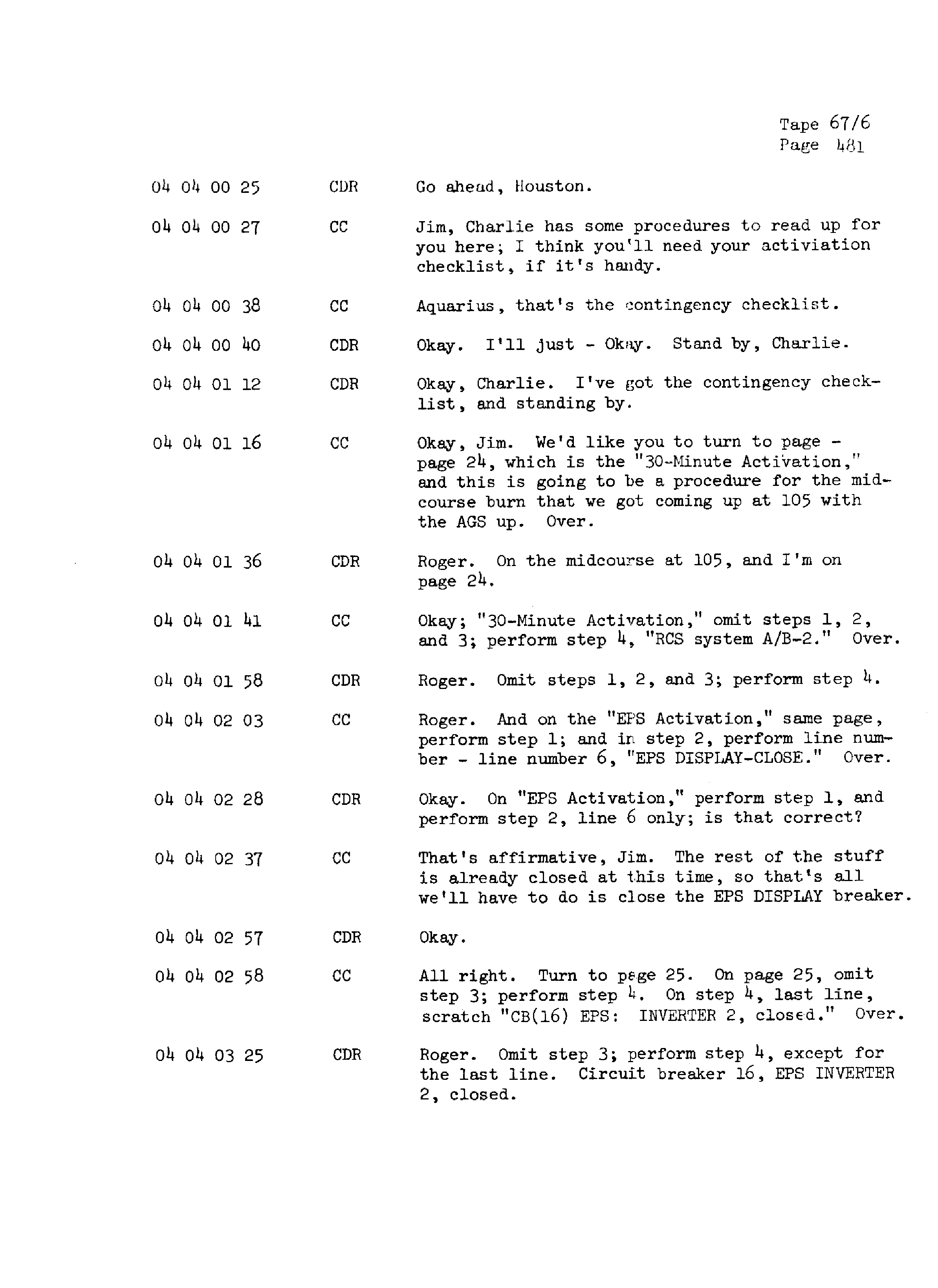Page 488 of Apollo 13’s original transcript