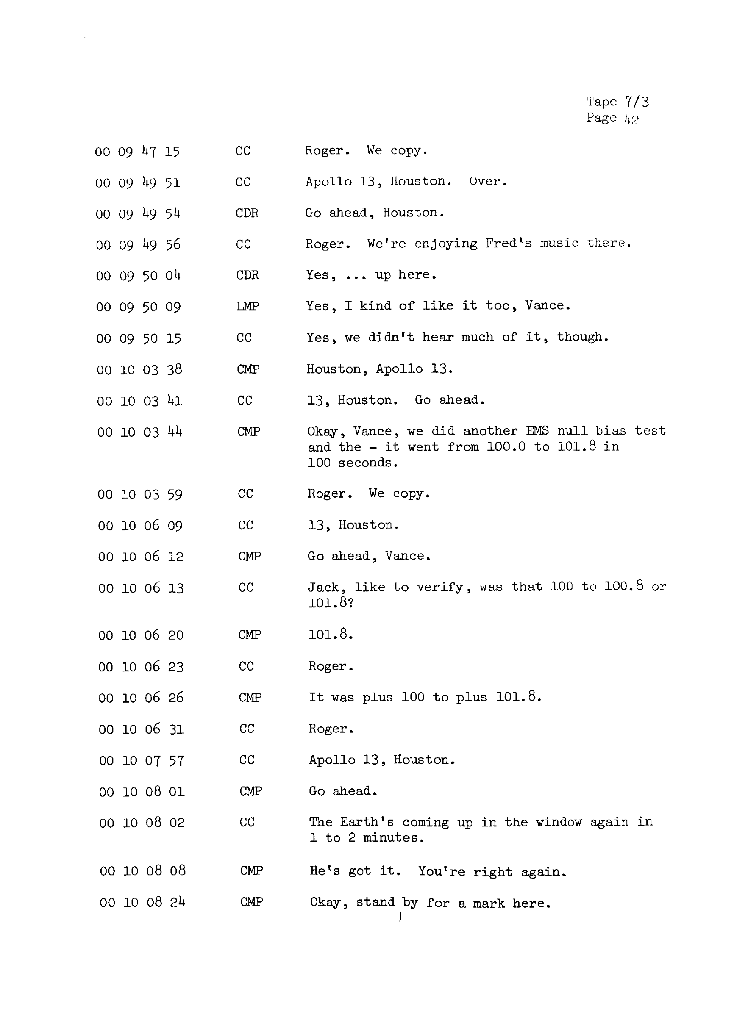 Page 49 of Apollo 13’s original transcript