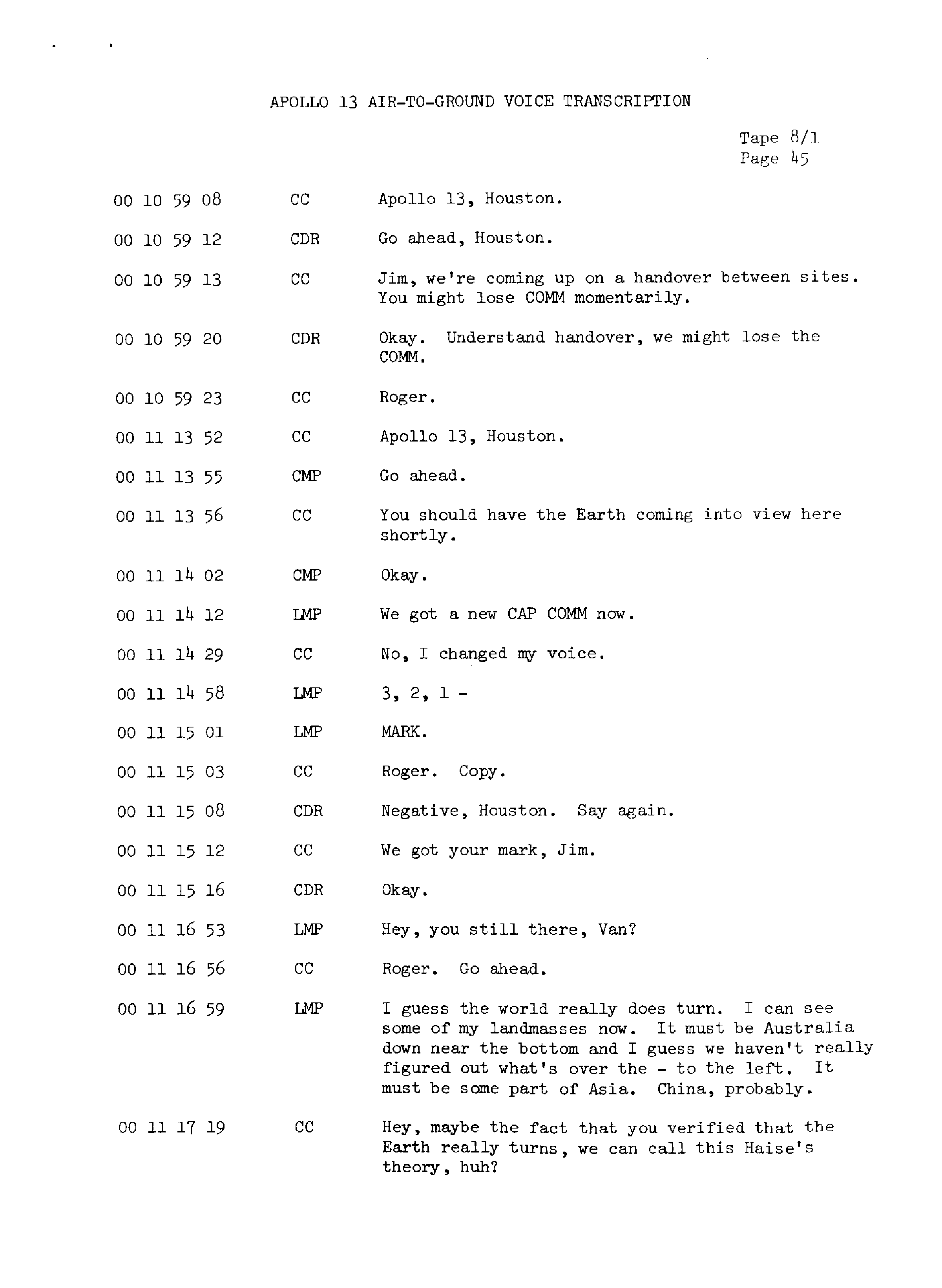 Page 52 of Apollo 13’s original transcript