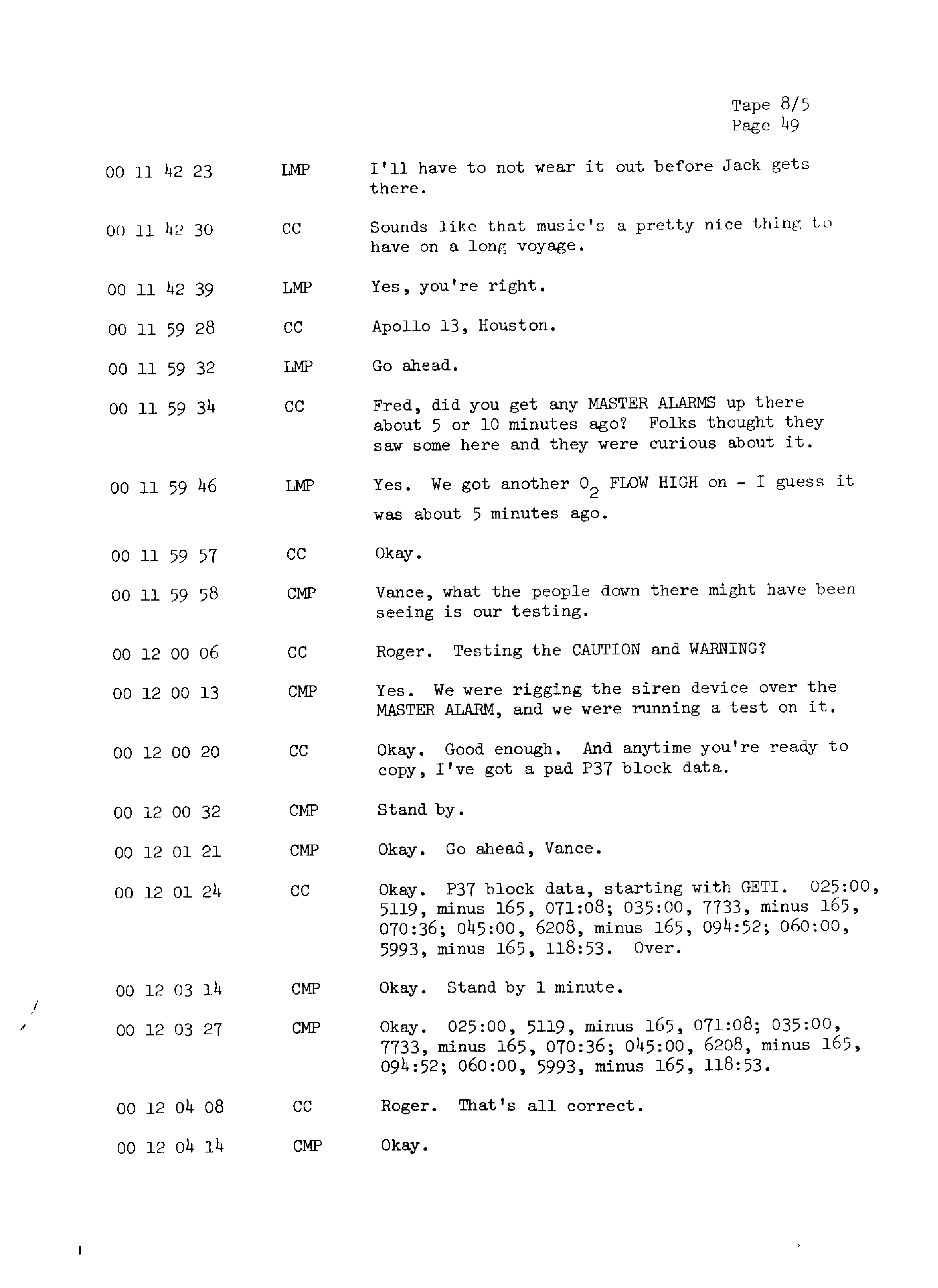 Page 56 of Apollo 13’s original transcript