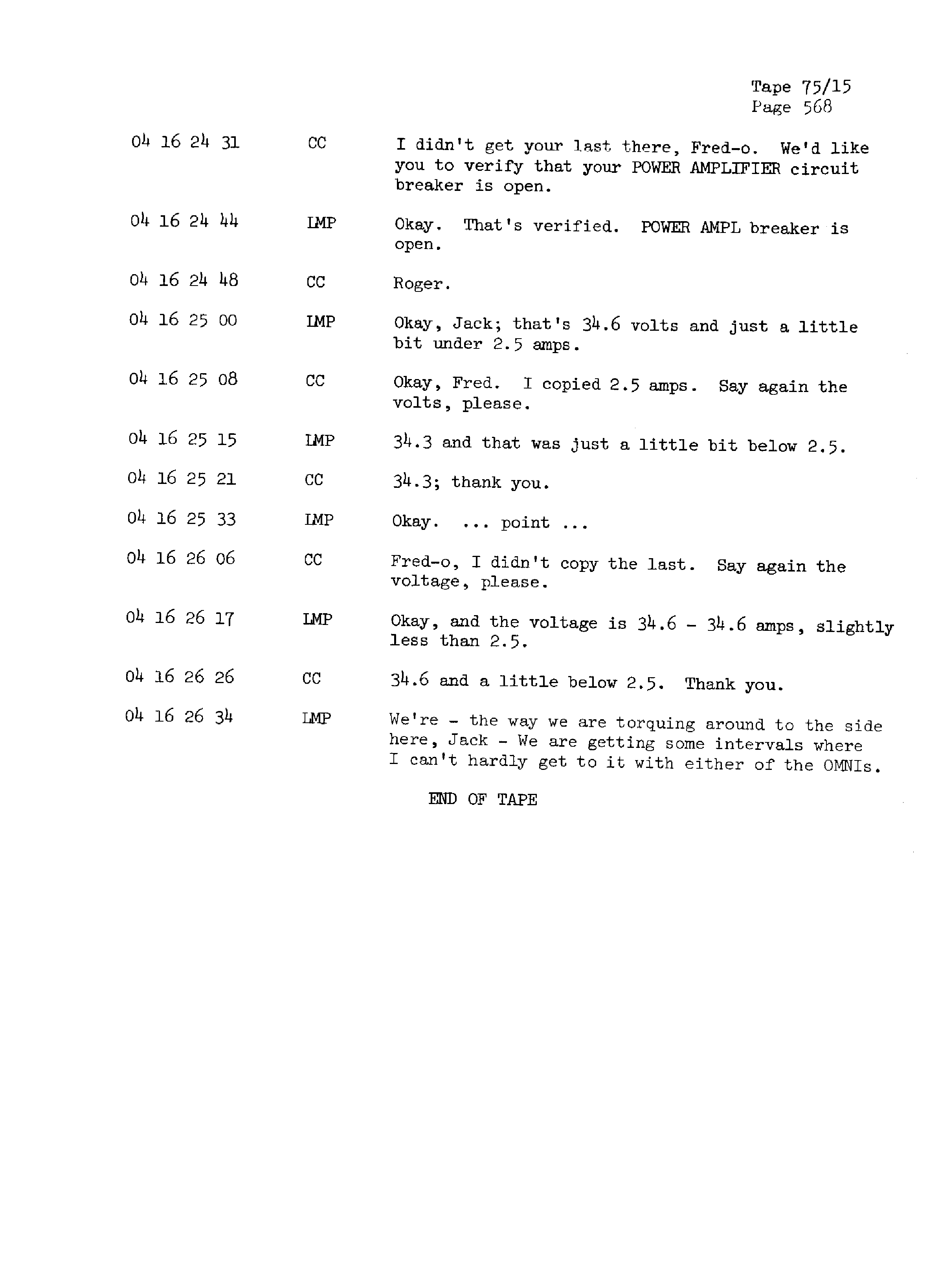 Page 575 of Apollo 13’s original transcript
