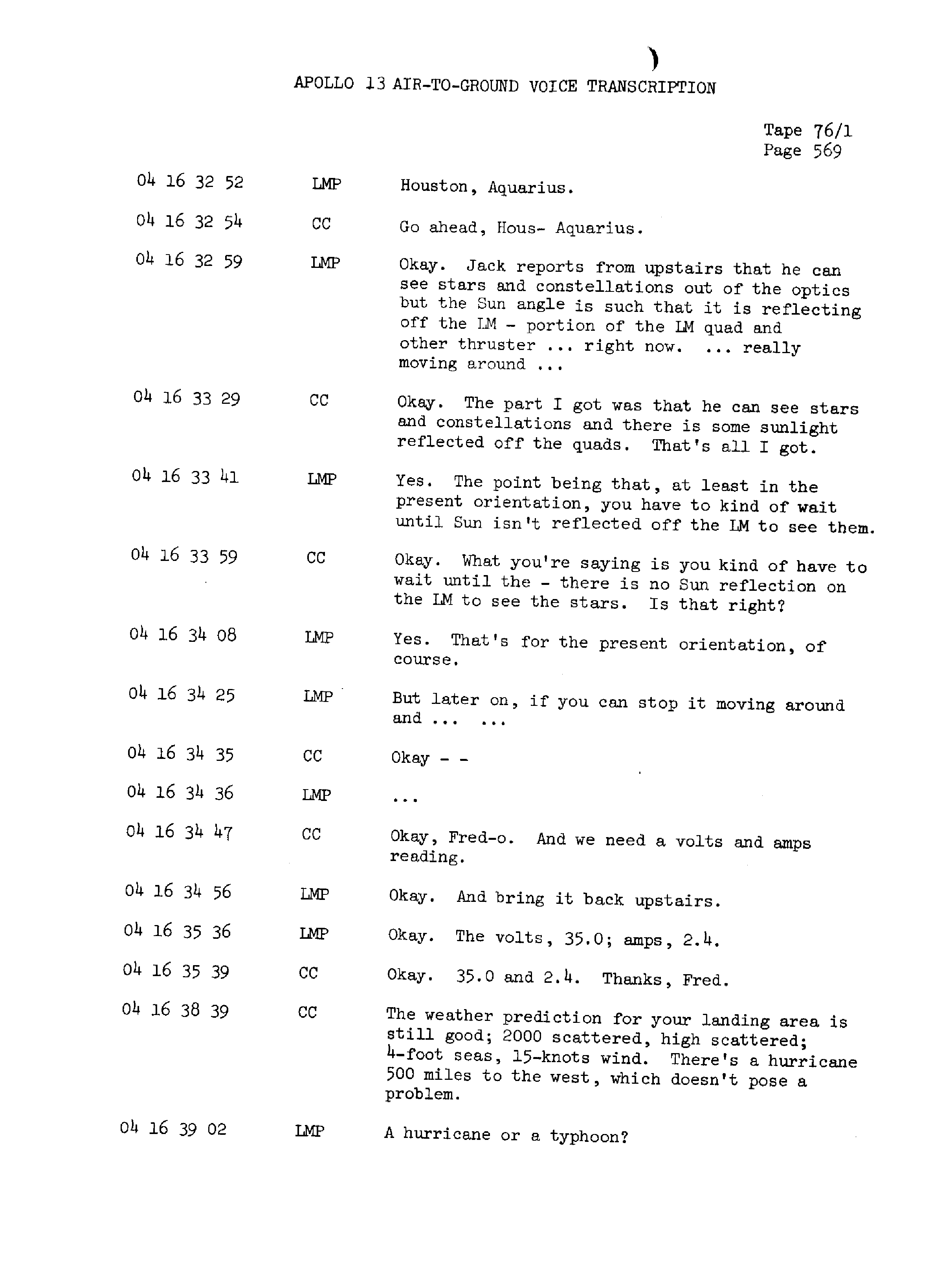 Page 576 of Apollo 13’s original transcript