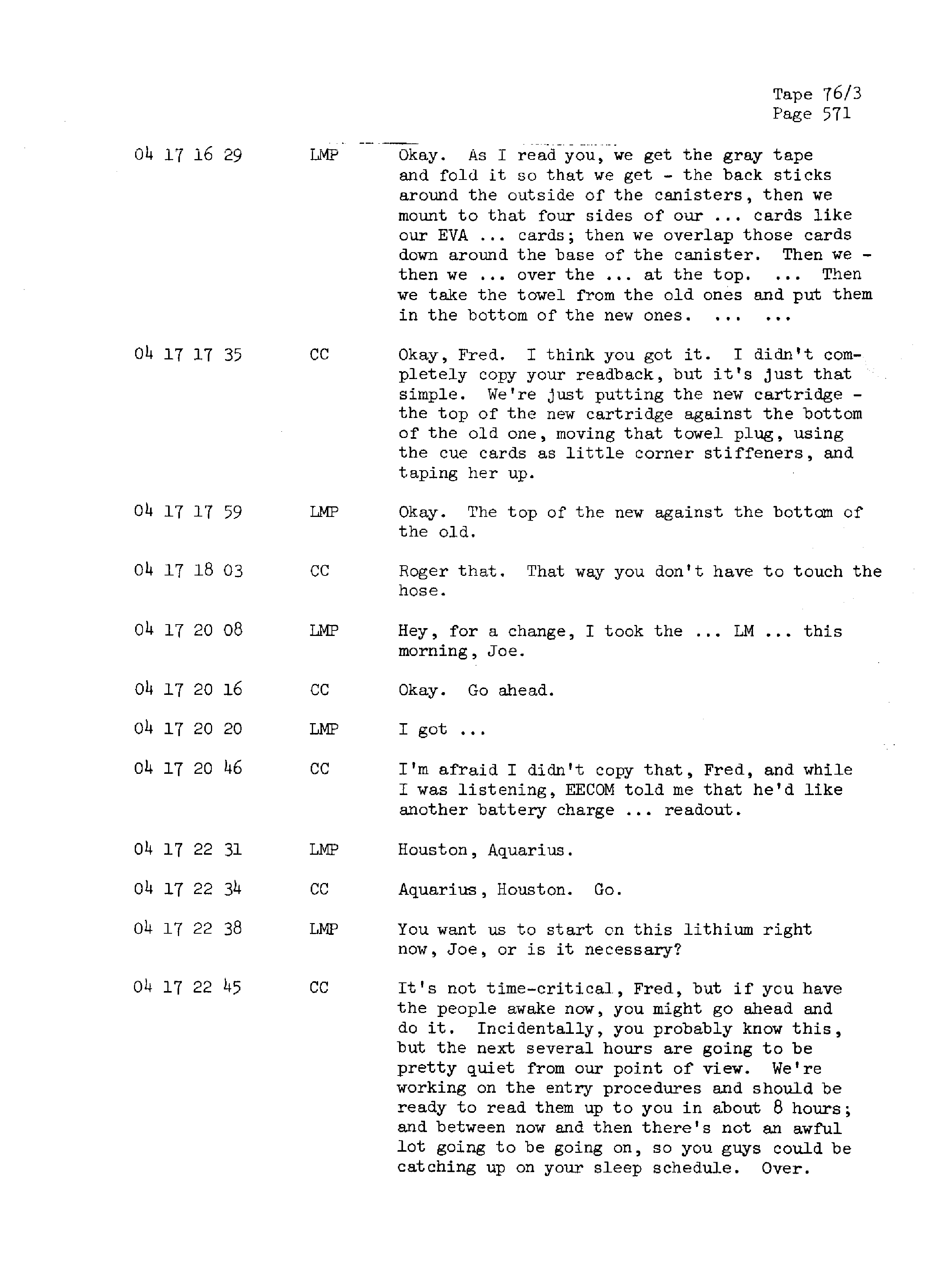 Page 578 of Apollo 13’s original transcript