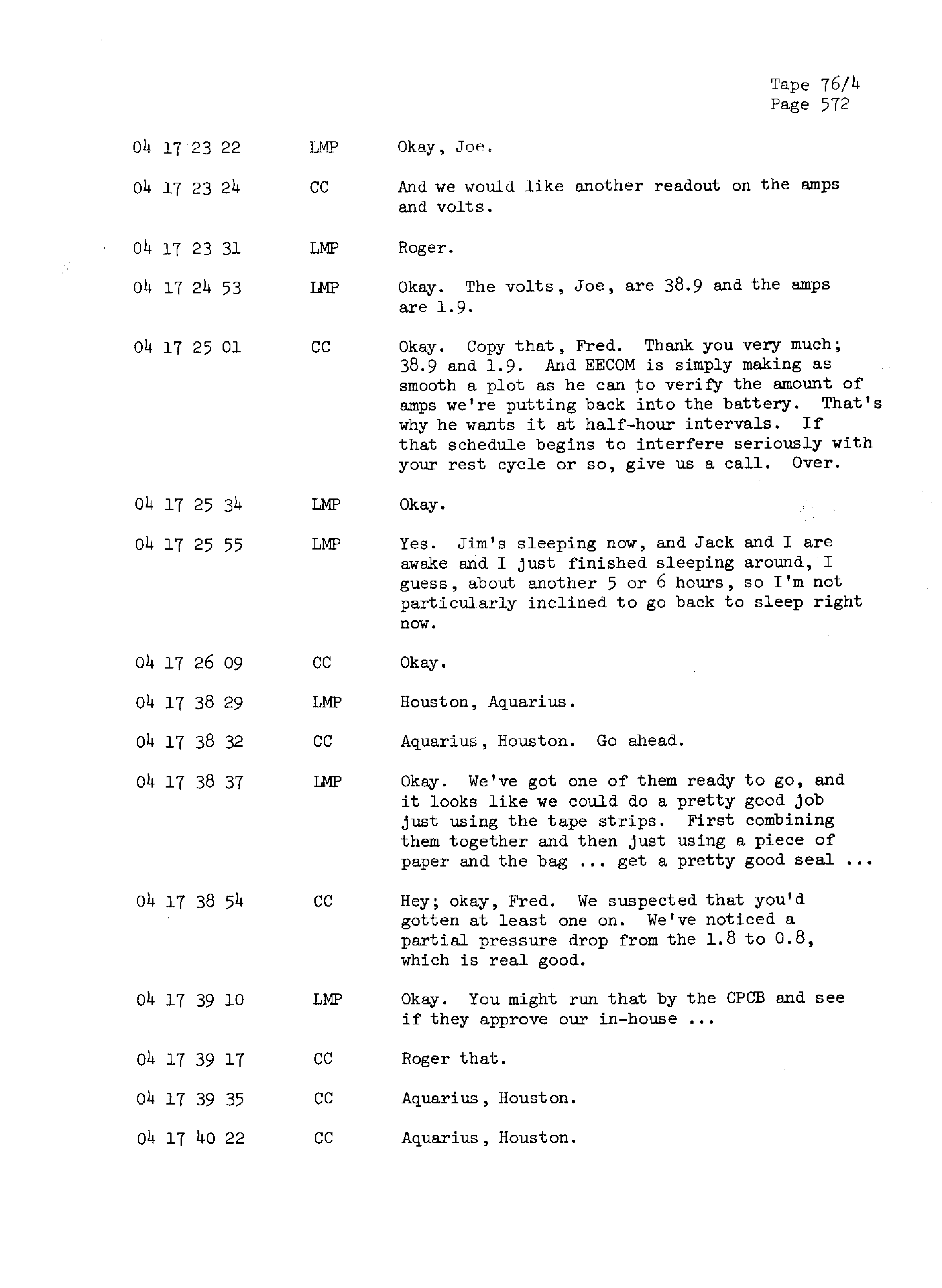 Page 579 of Apollo 13’s original transcript