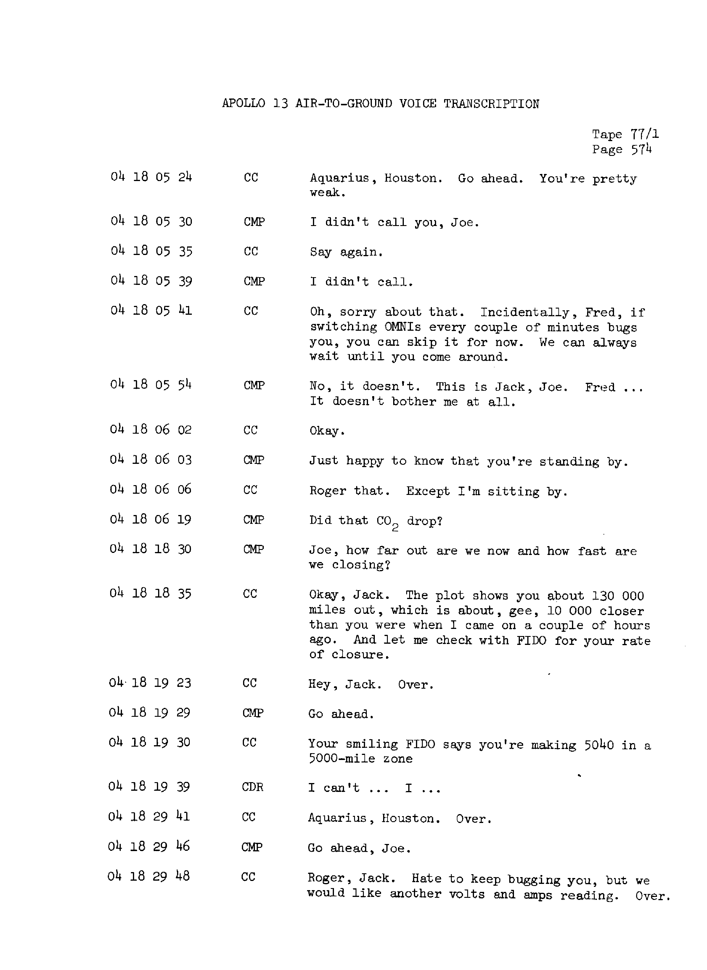Page 581 of Apollo 13’s original transcript