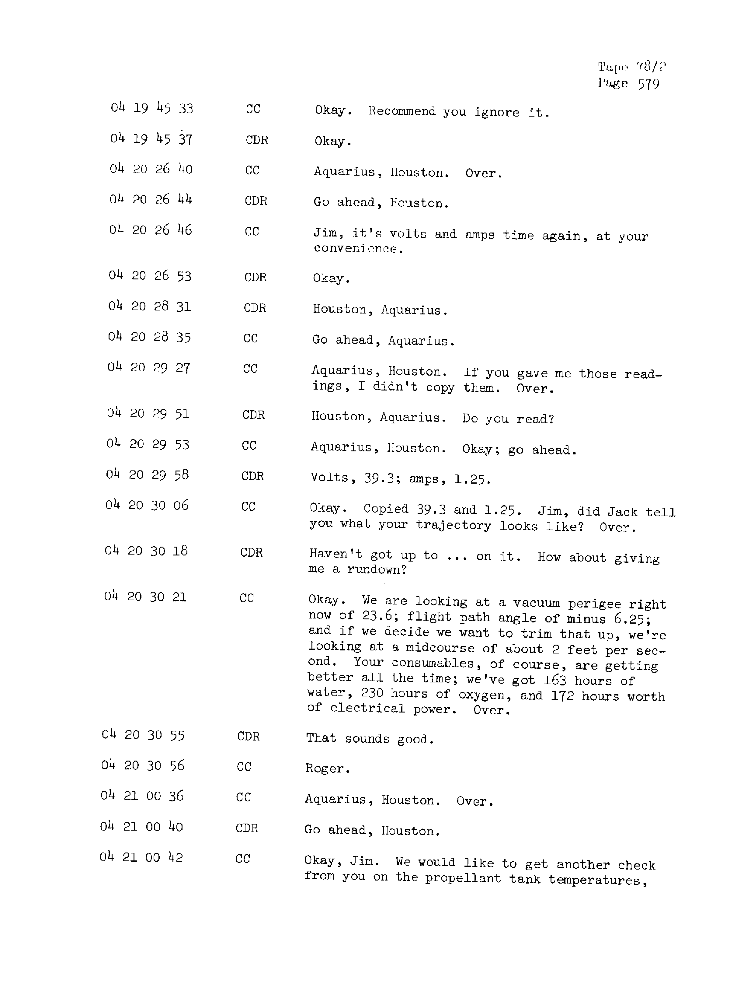 Page 586 of Apollo 13’s original transcript