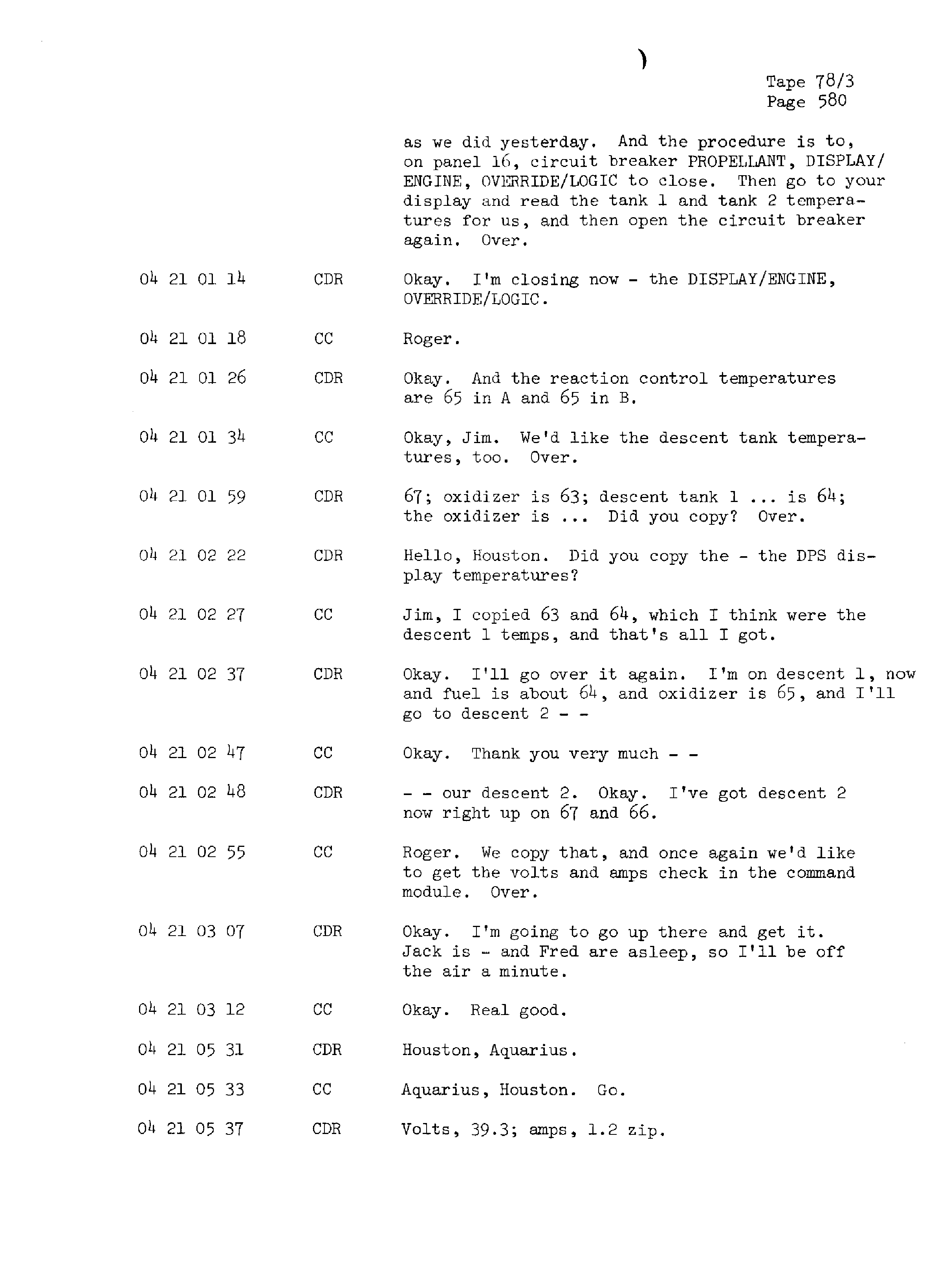 Page 587 of Apollo 13’s original transcript