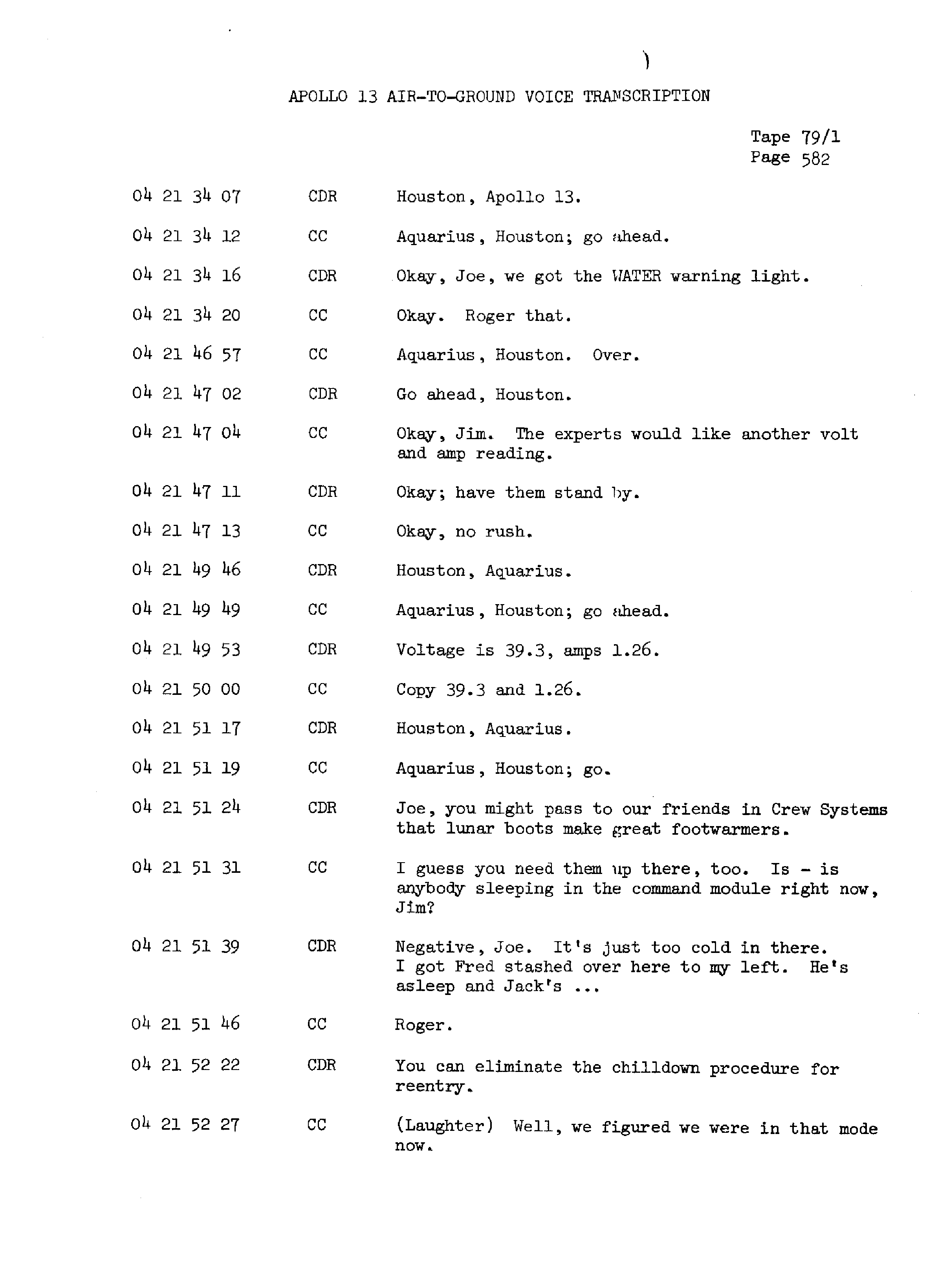 Page 589 of Apollo 13’s original transcript