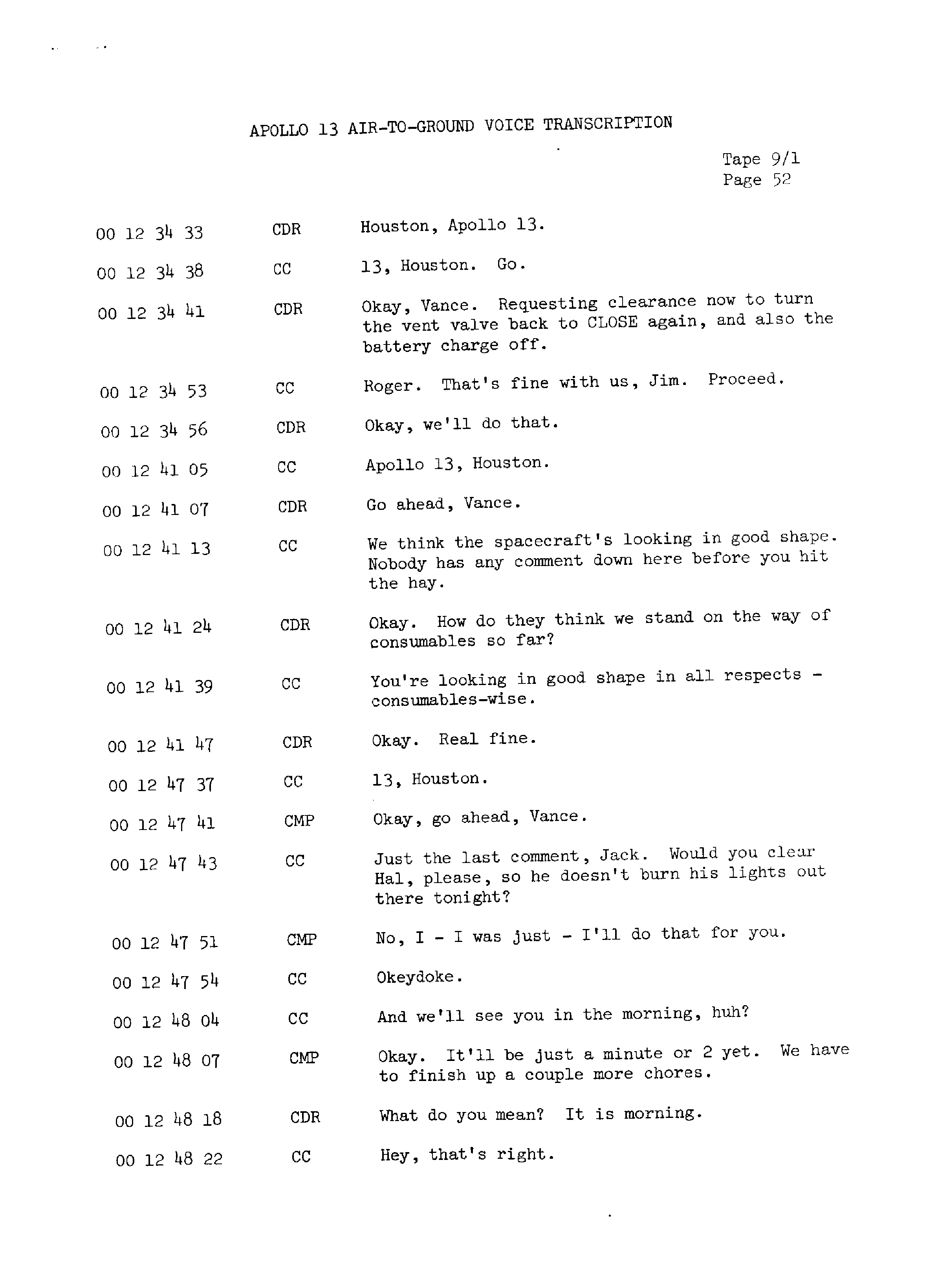 Page 59 of Apollo 13’s original transcript
